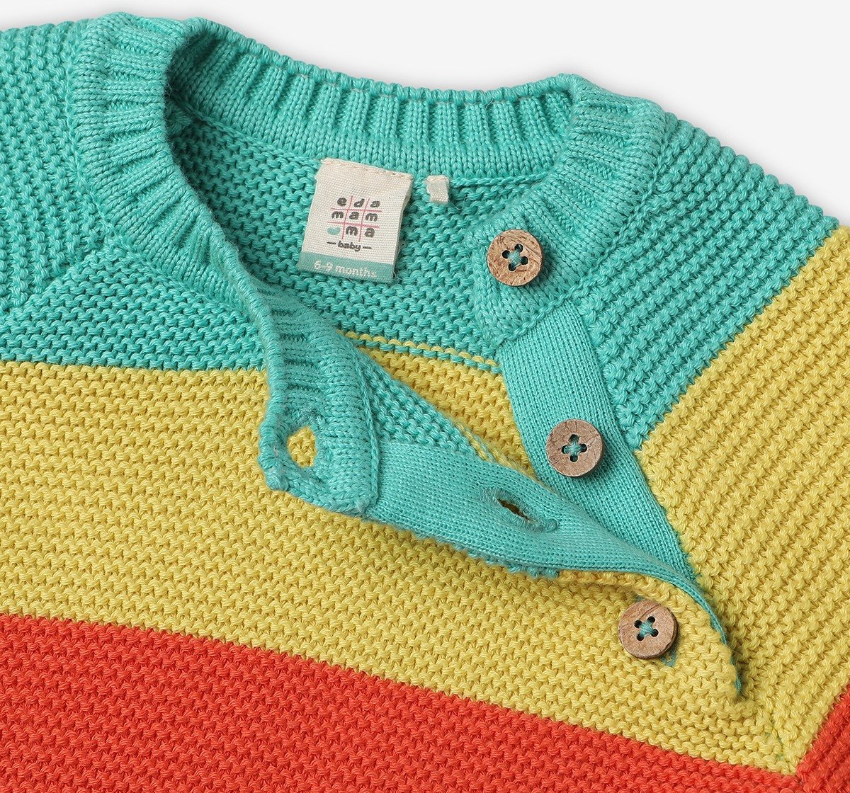 Infant Girls Striped 100% Cotton Sweater - Multicolour