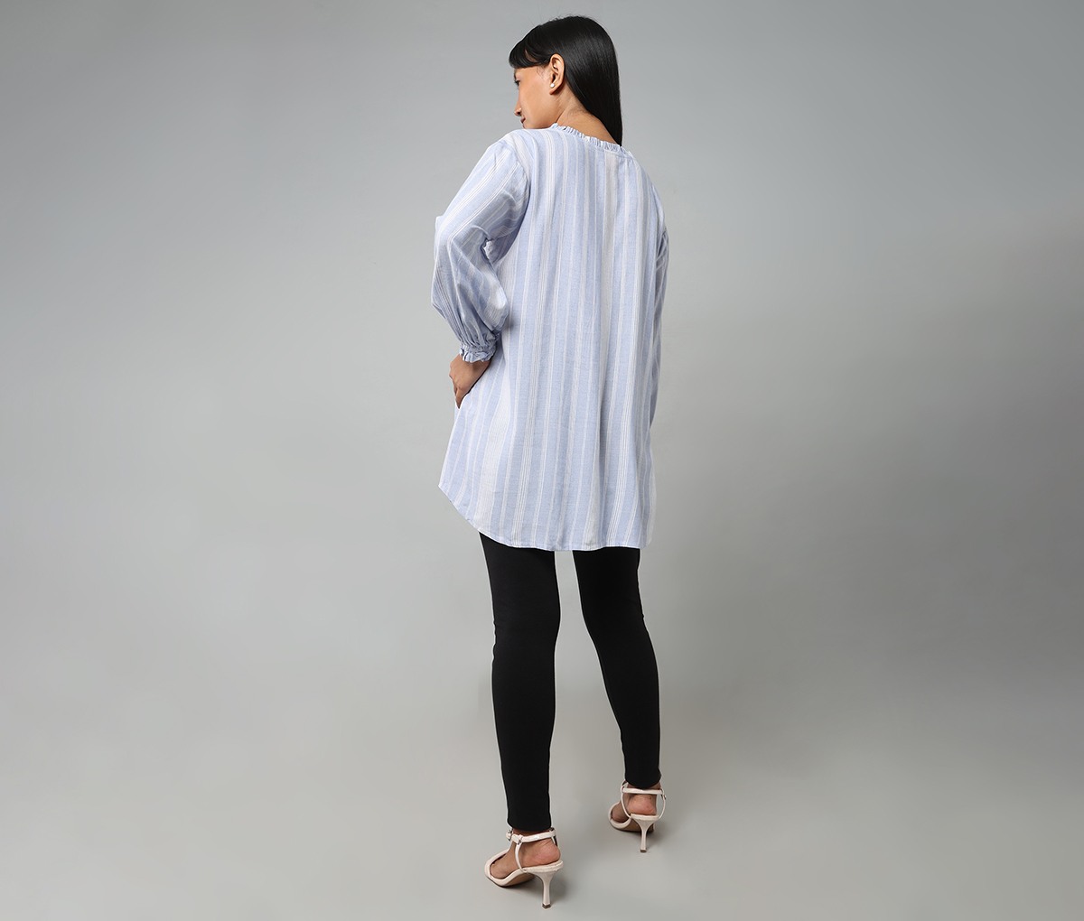 ED-A-MAMMA Female Striped Full Sleeves Top -Blue