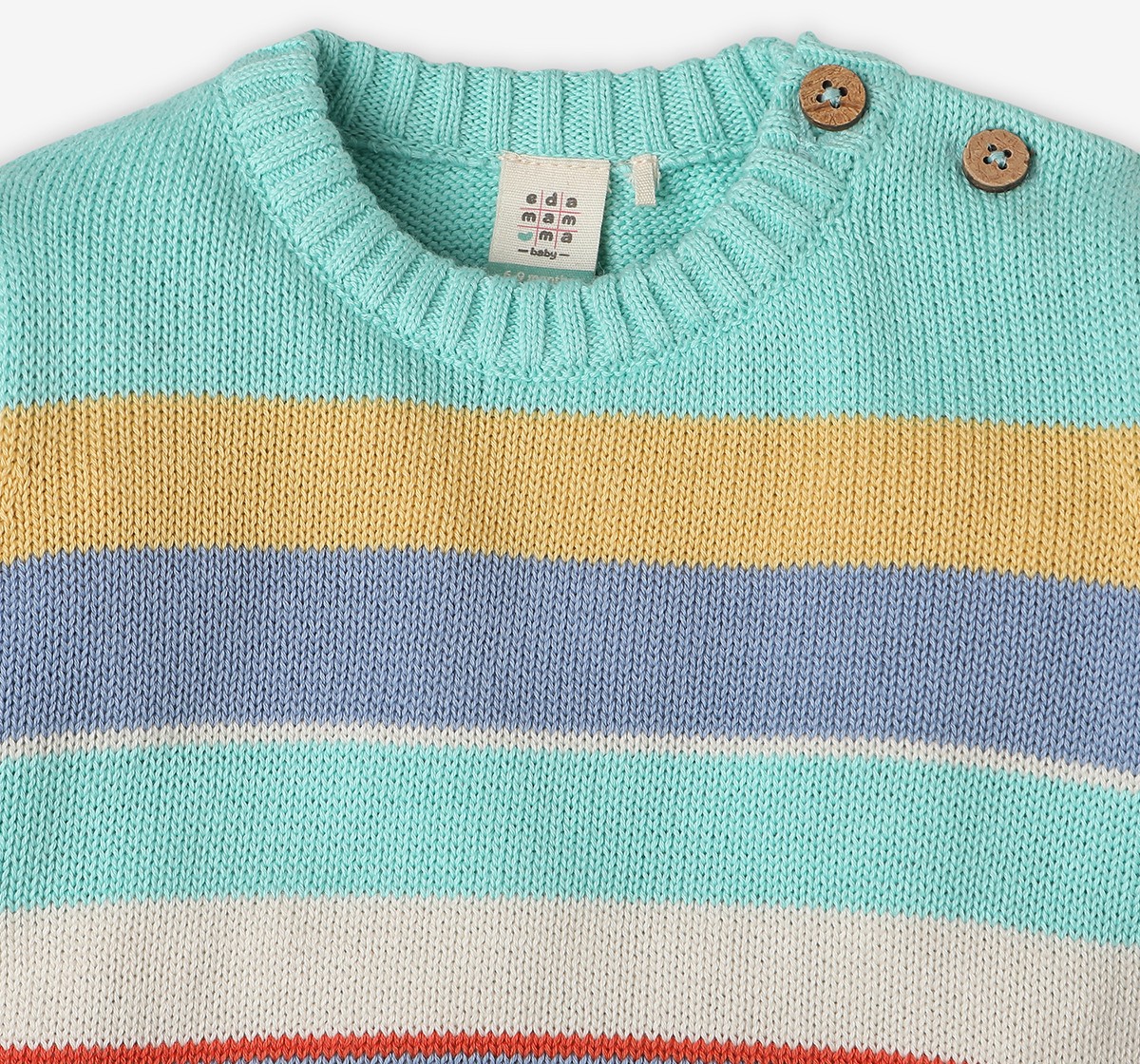 Infant Boys Striped 100% Cotton Sweater - Multicolour