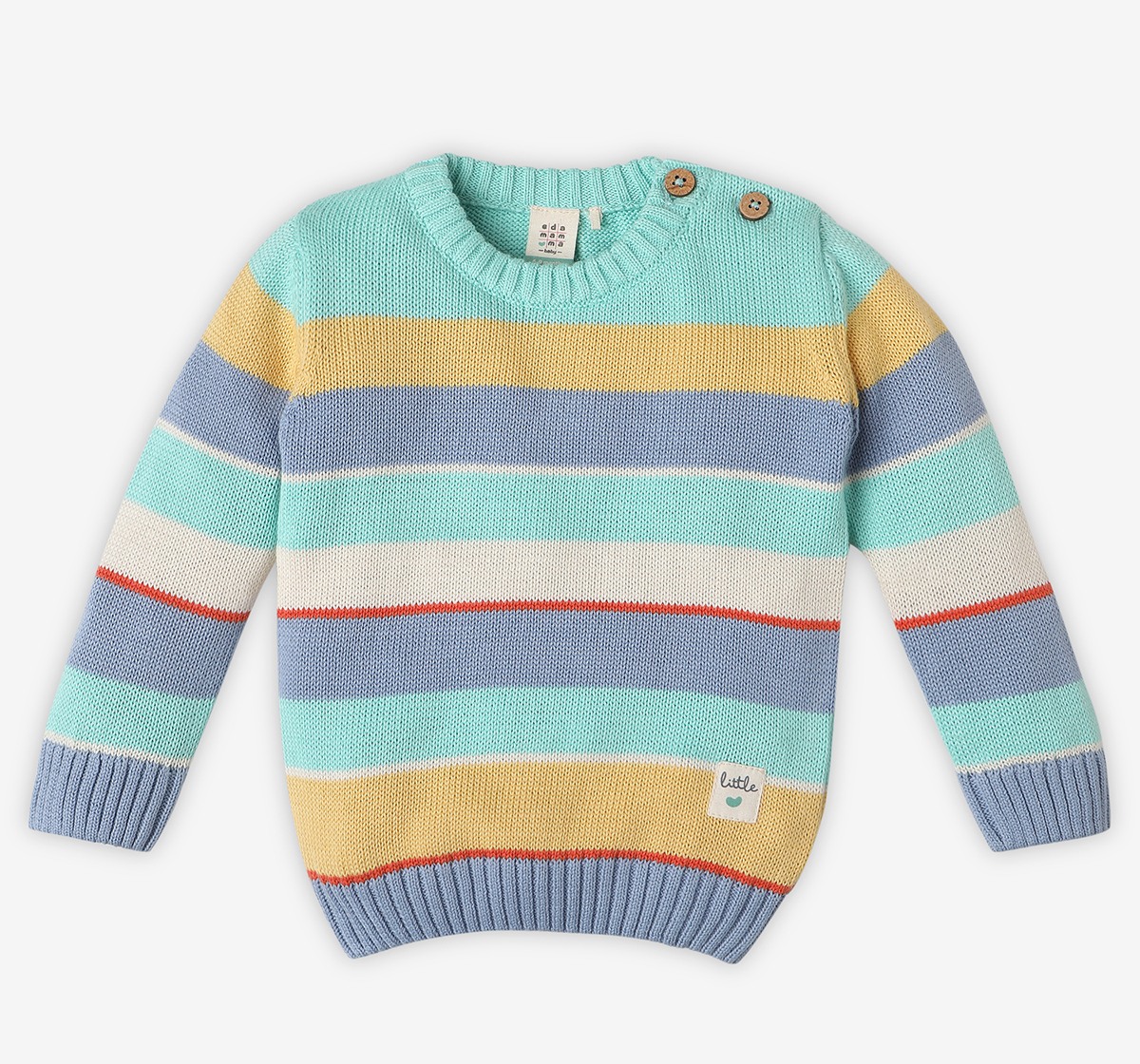 Infant Boys Striped 100% Cotton Sweater - Multicolour