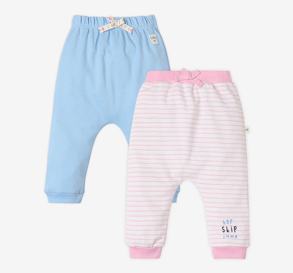 Infant Girls’ 100% Cotton Joggers – Multicolour (Pack of 2)