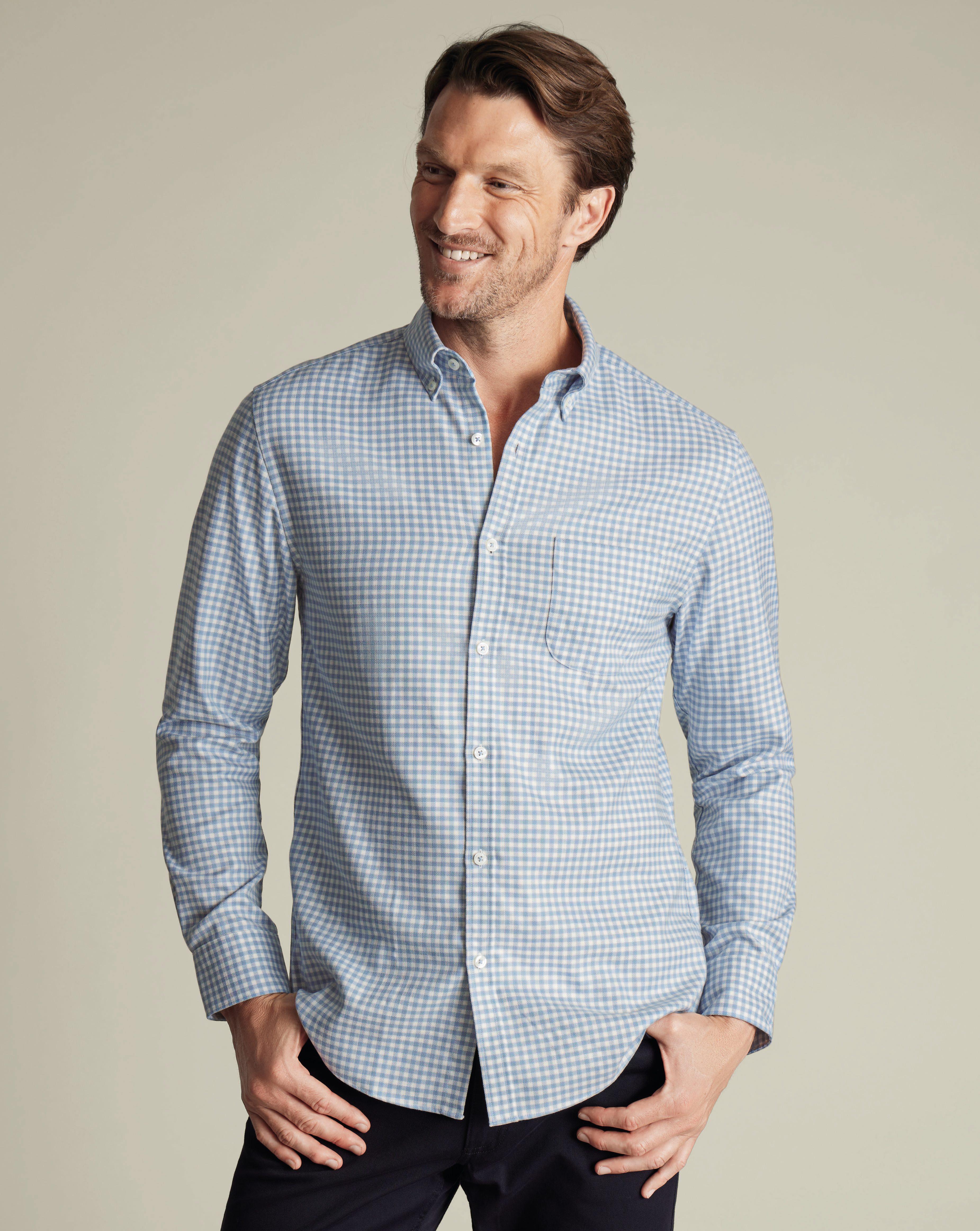 Cutaway Collar Non-Iron Twill Shirt - Navy