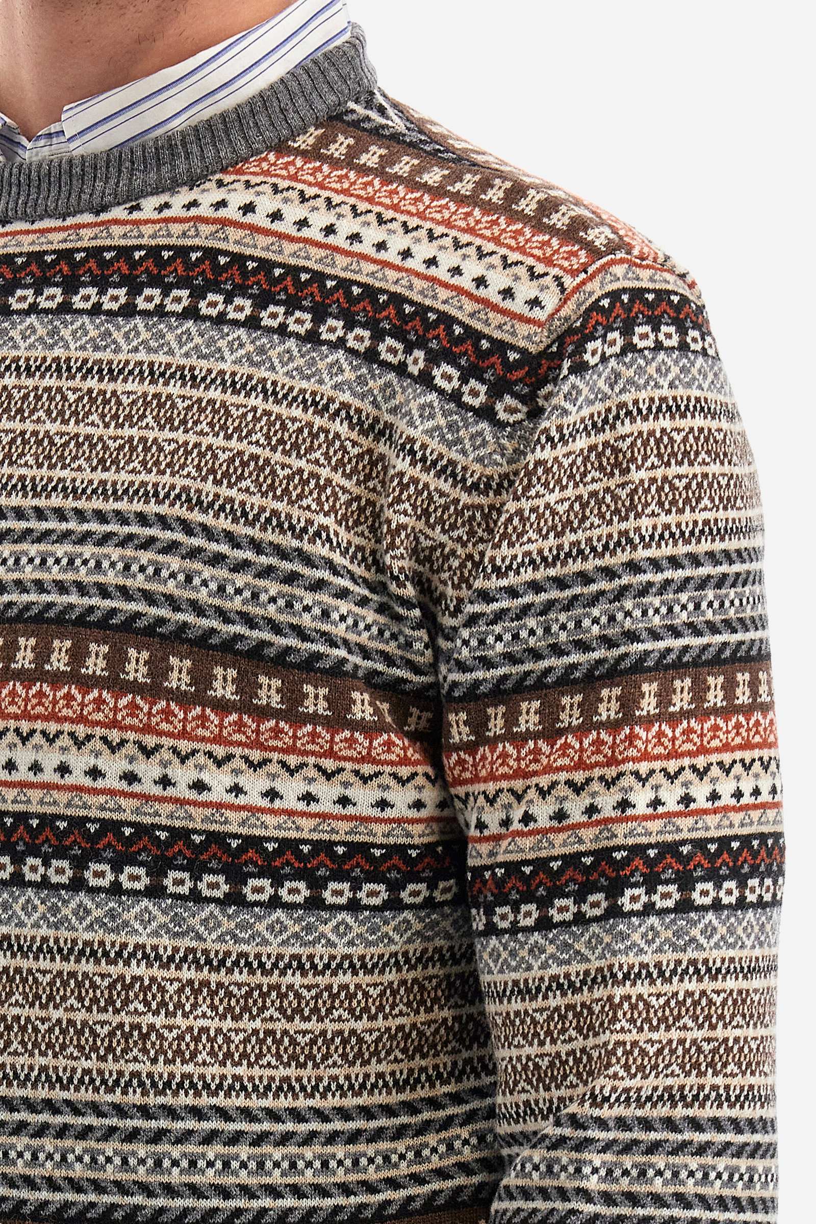Man Crew Neck Tricot Jacquard Sweater