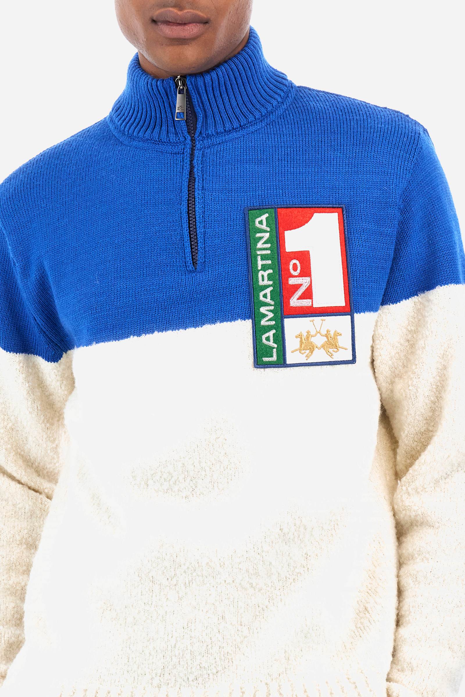 Man Half Zip Tricot Wool Blend Sweater