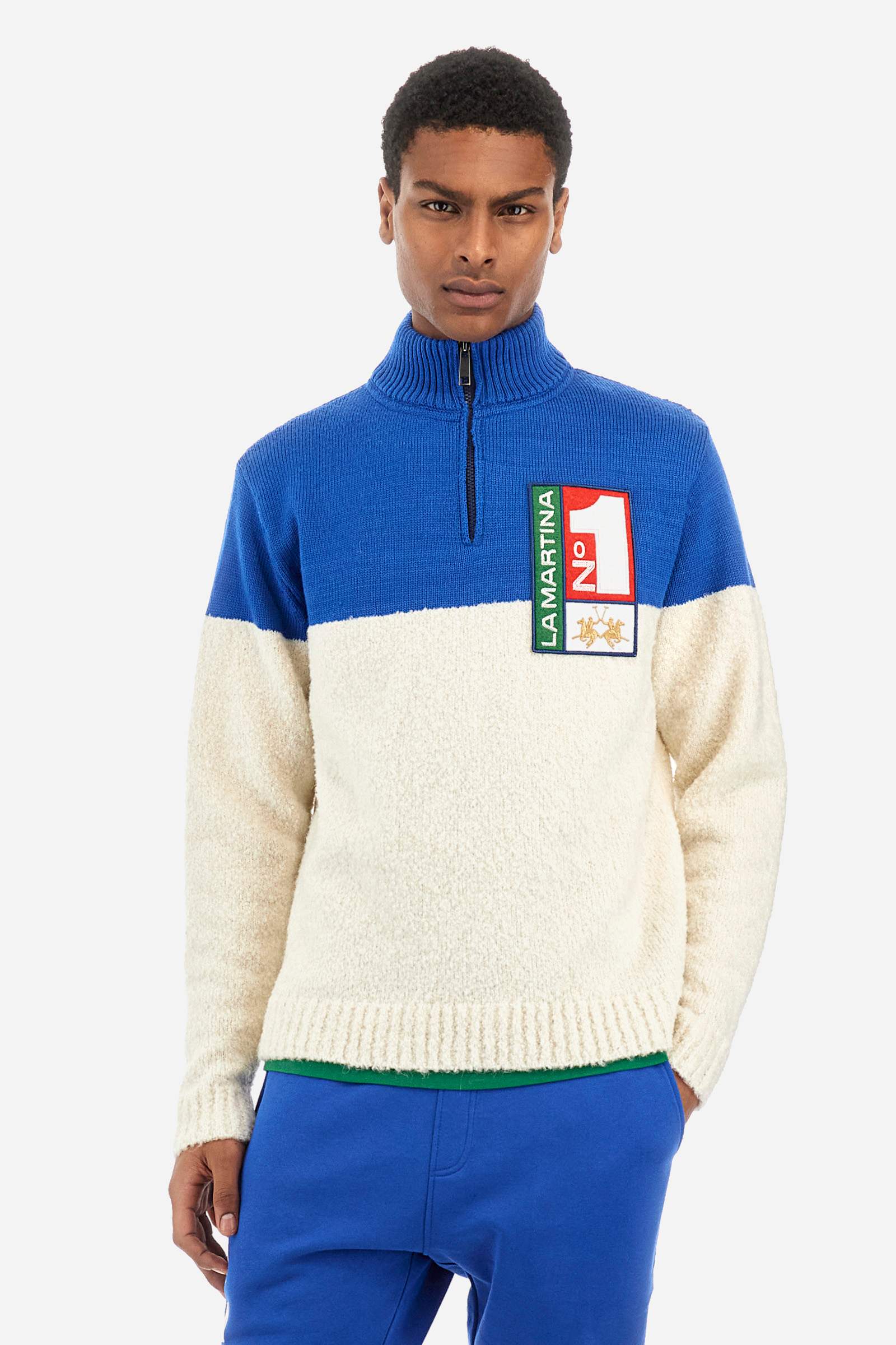 Man Half Zip Tricot Wool Blend Sweater