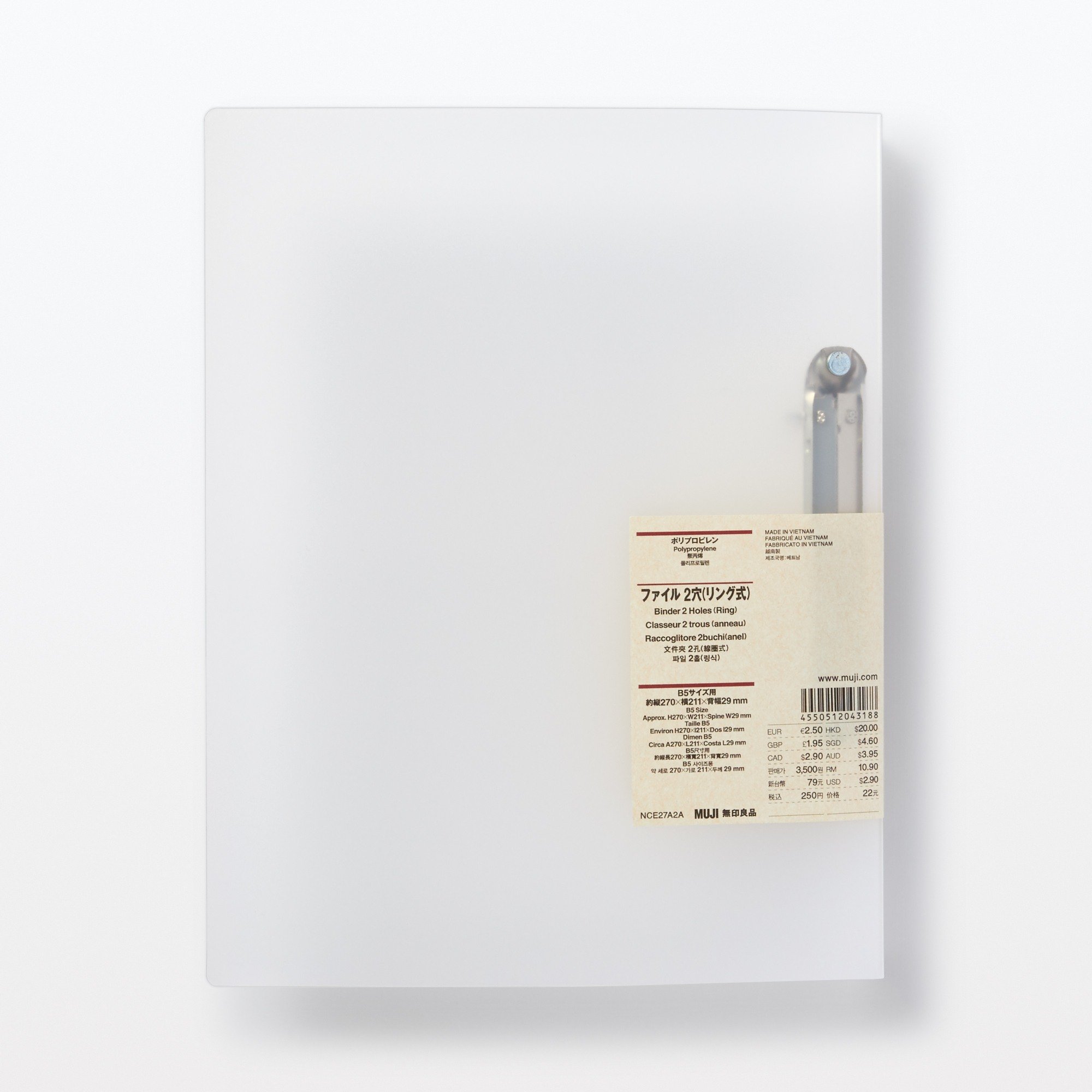Polypropylene binder 2 Holes (Ring) B5 Size