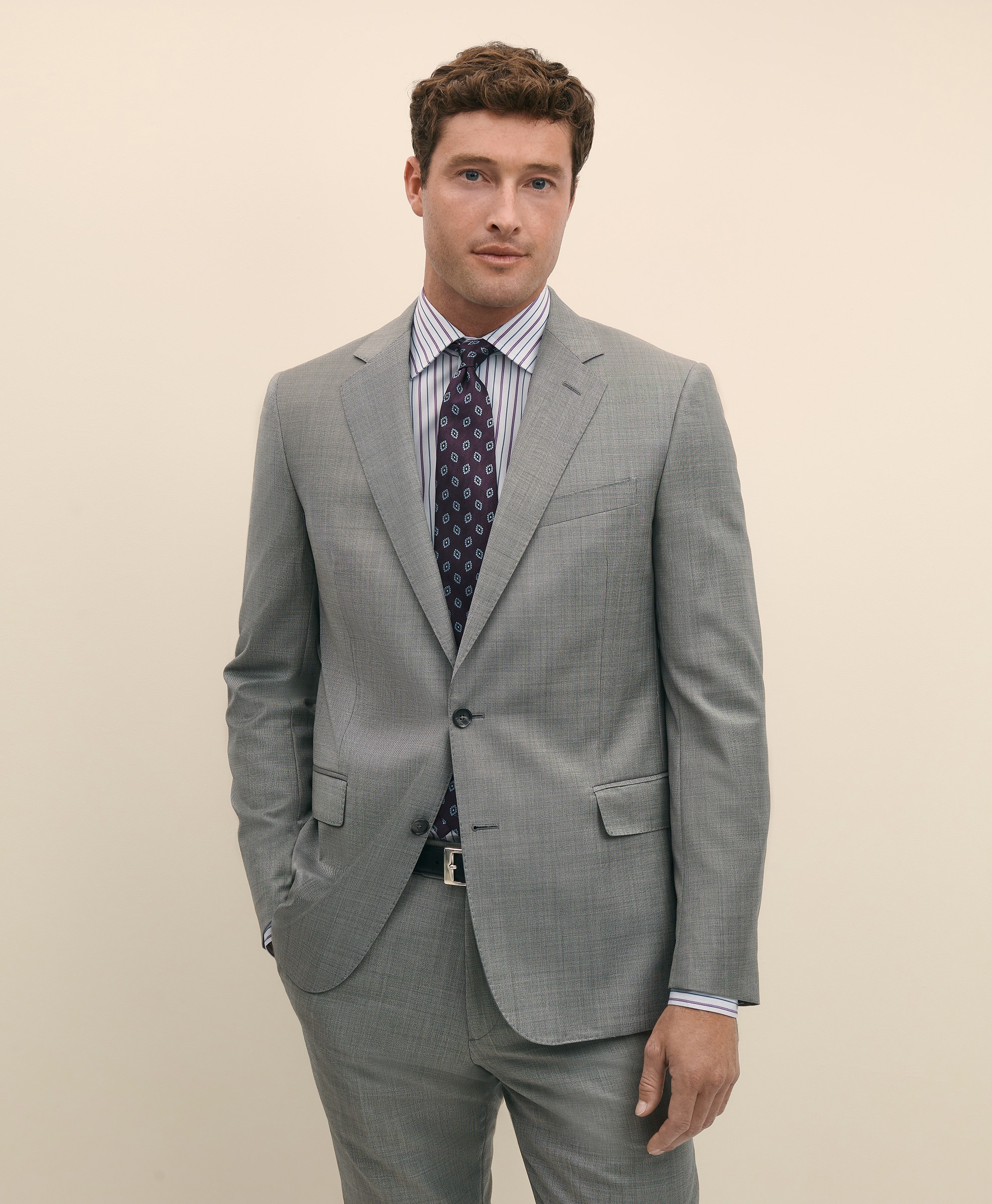 Classic Fit Wool Sharkskin 1818 Suit | Brooks Brothers India Website