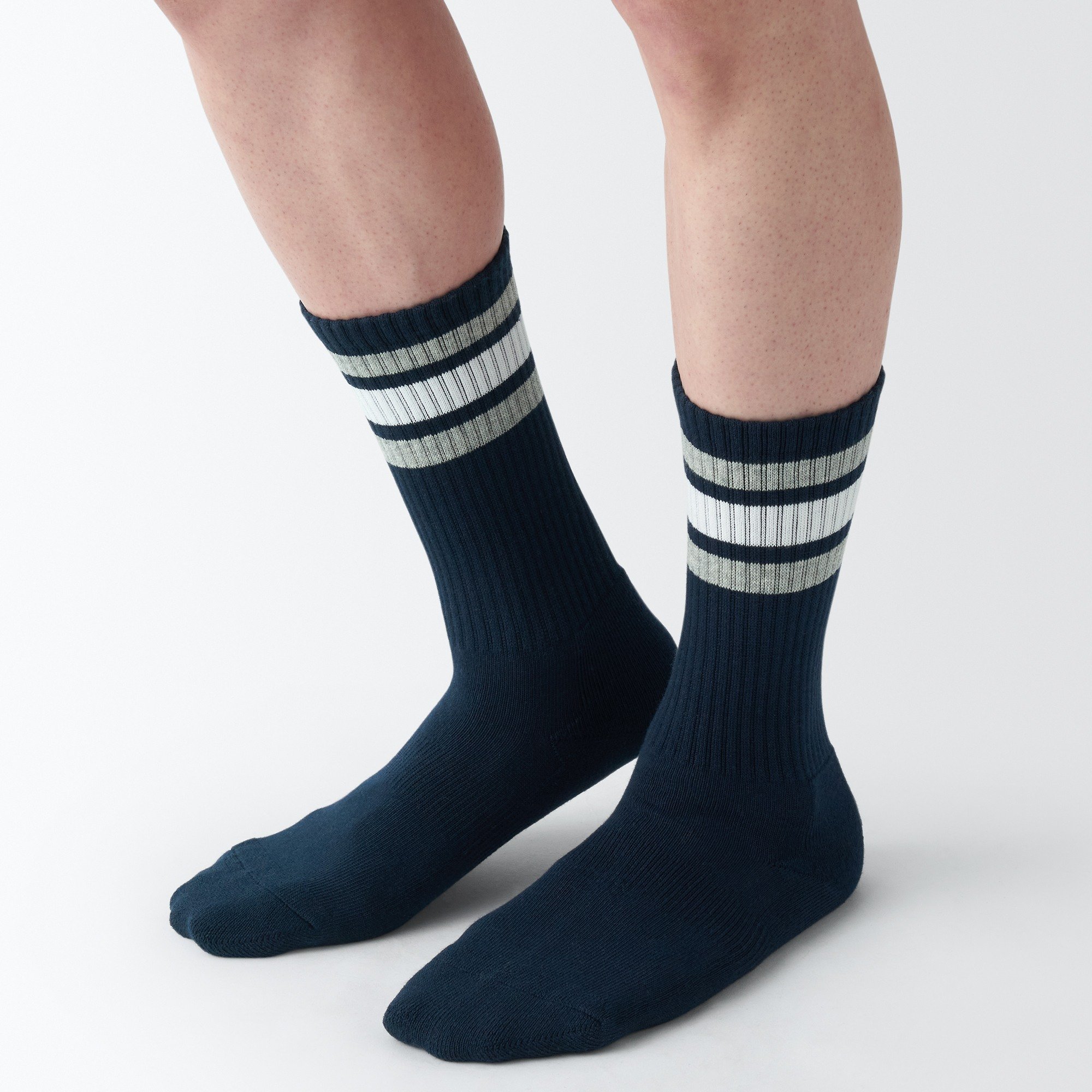 MUJI | Men's right Angle Pile socks(Line)