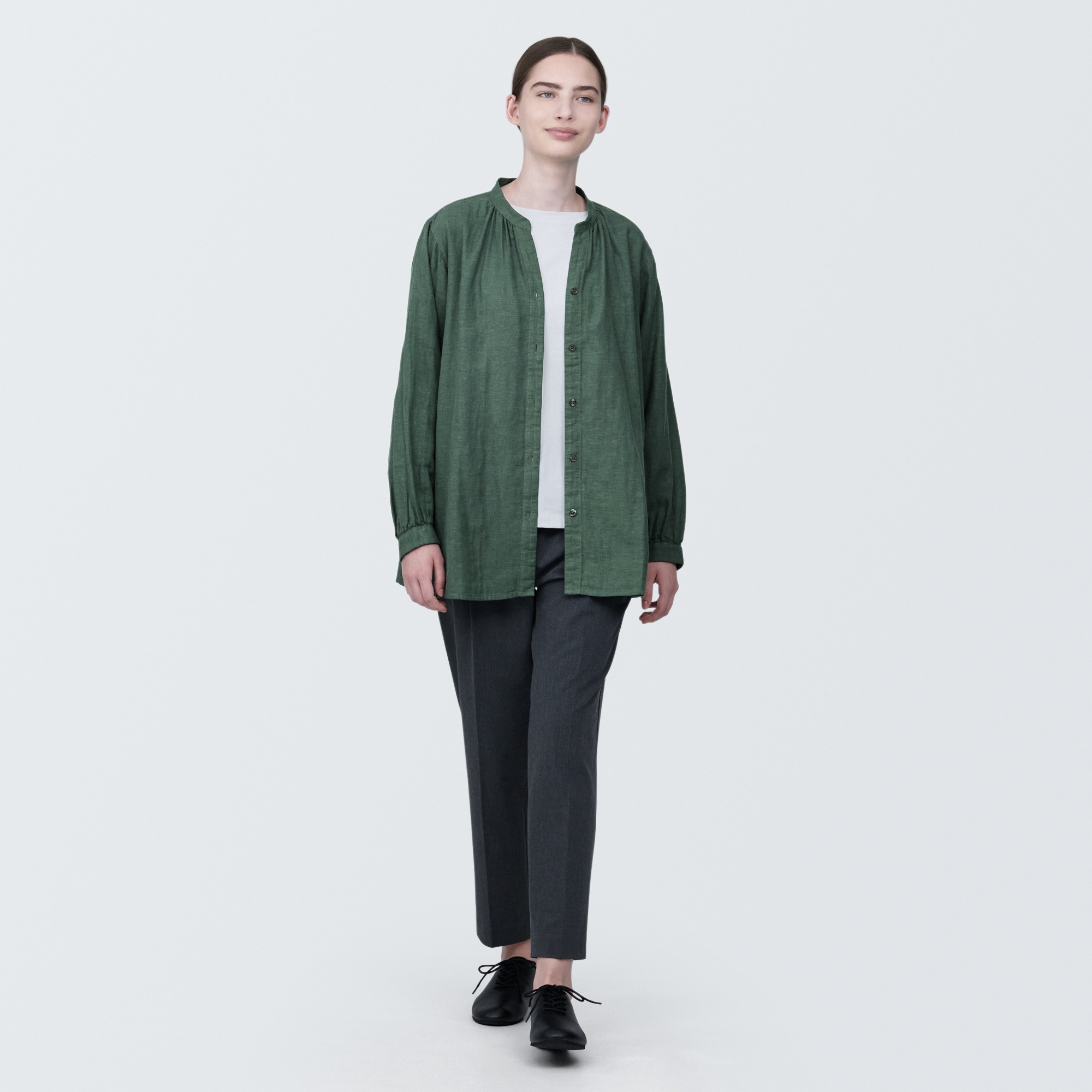 Kapok blend double gauze Long Sleeve blouse(OS)