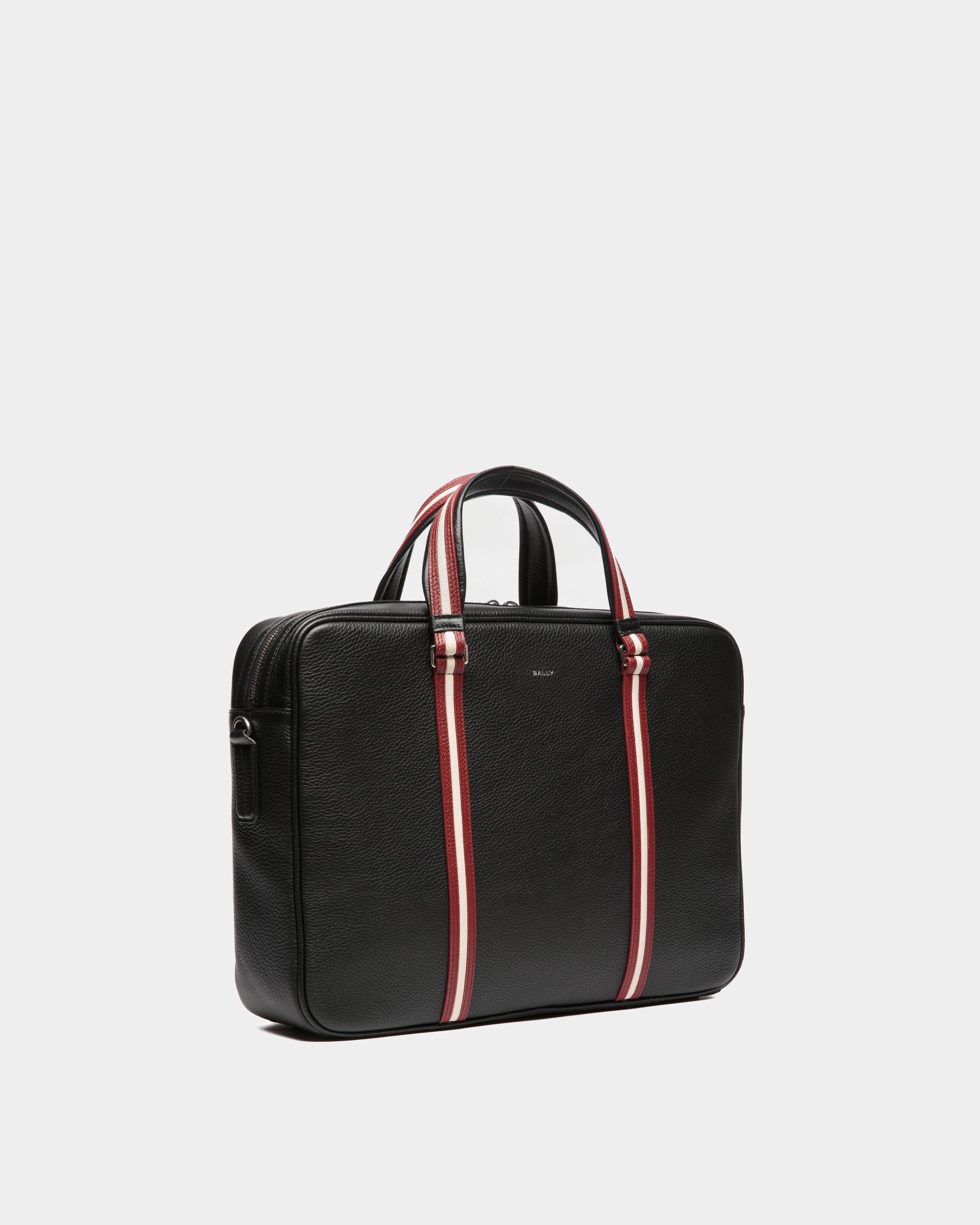 Code Briefcase In Black Grained Leather