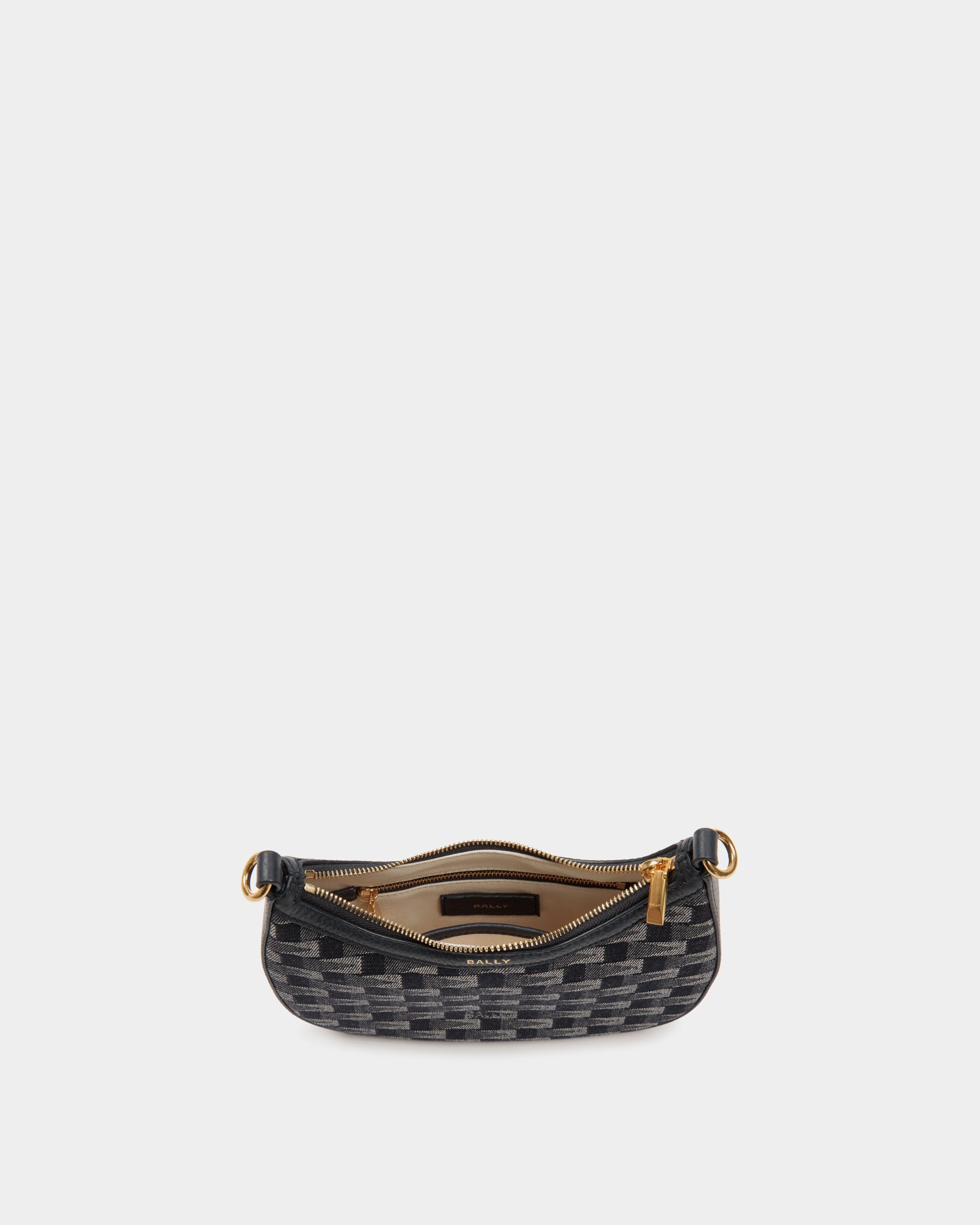 Bar Mini Crossbody Bag in Pennant Motif Denim