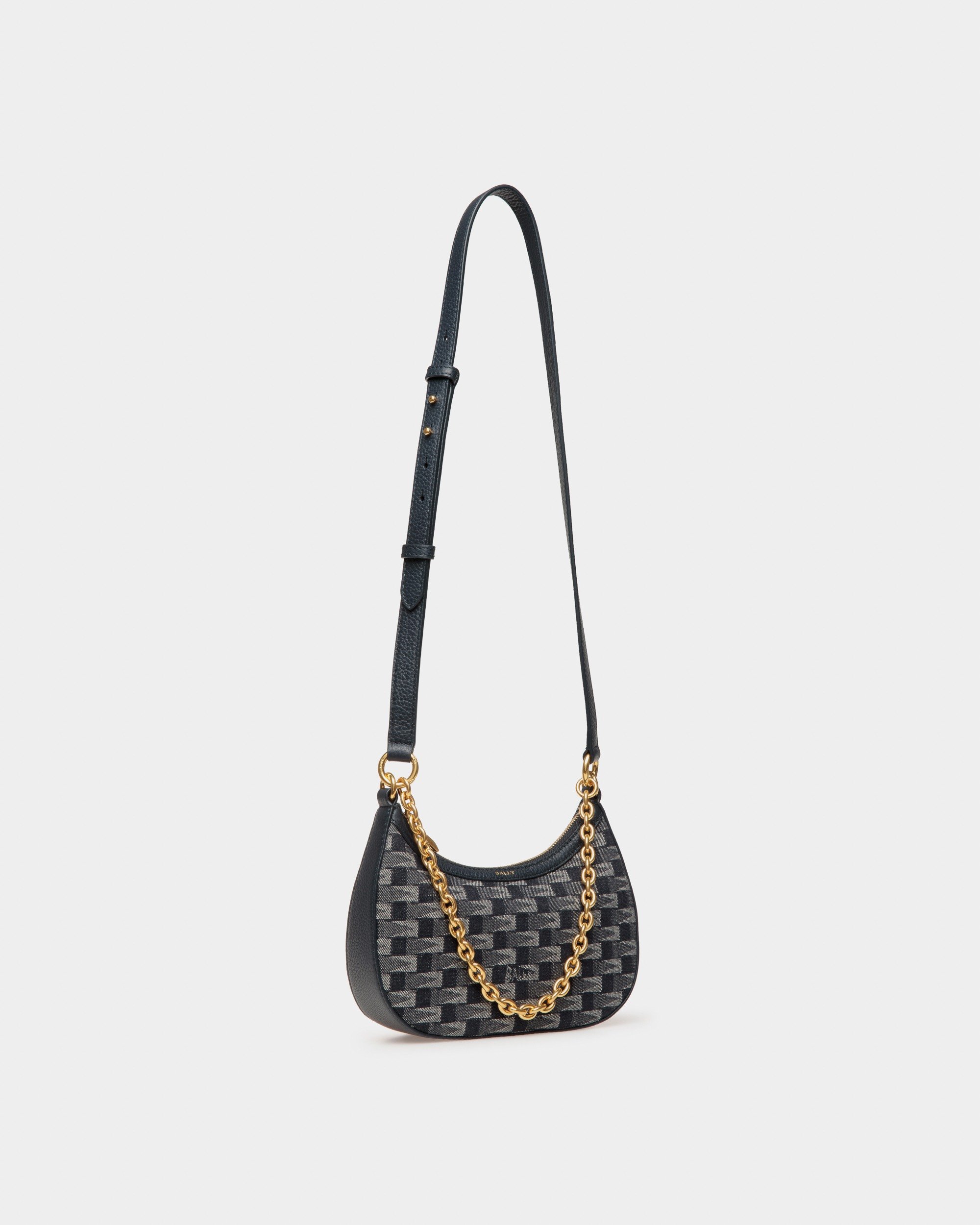 Bar Mini Crossbody Bag in Pennant Motif Denim
