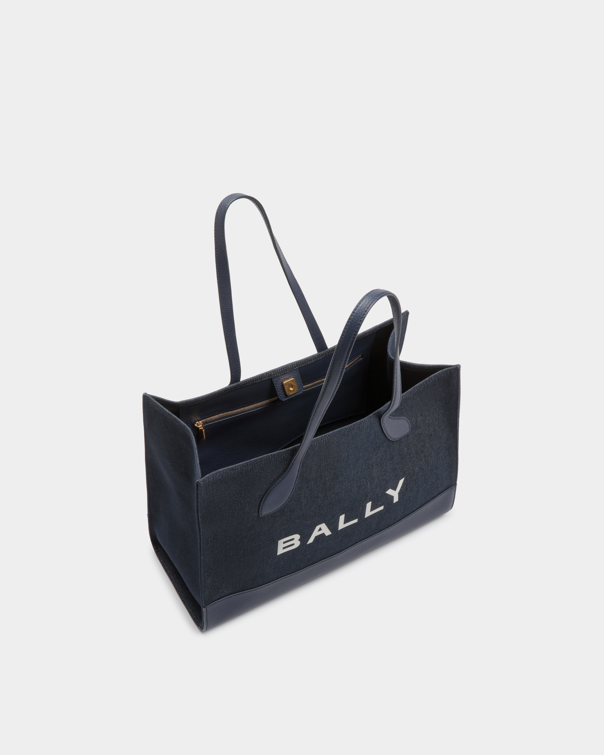 Bar Tote Bag in Blue Denim
