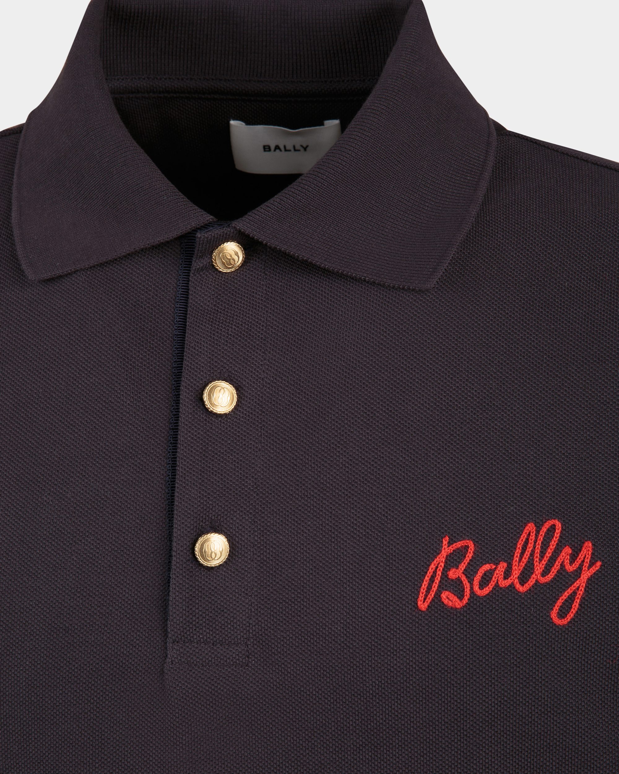 Polo Shirt in Navy Blue Cotton
