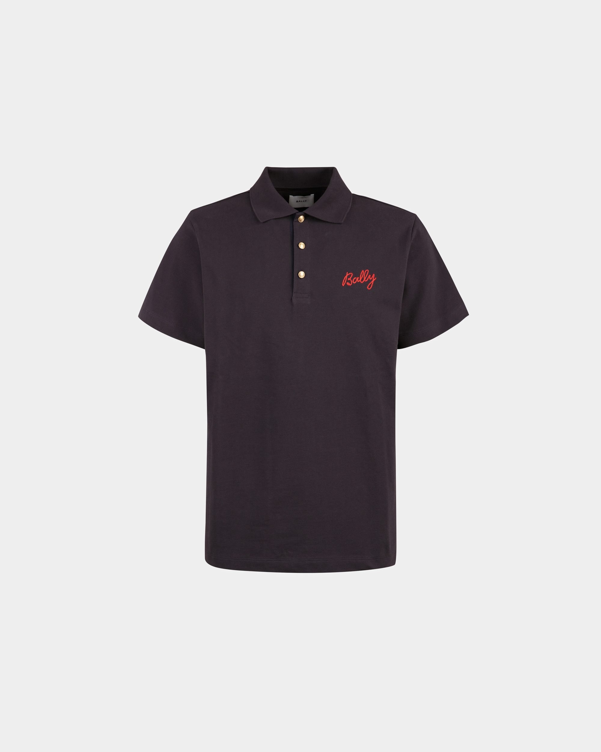 Polo Shirt in Navy Blue Cotton