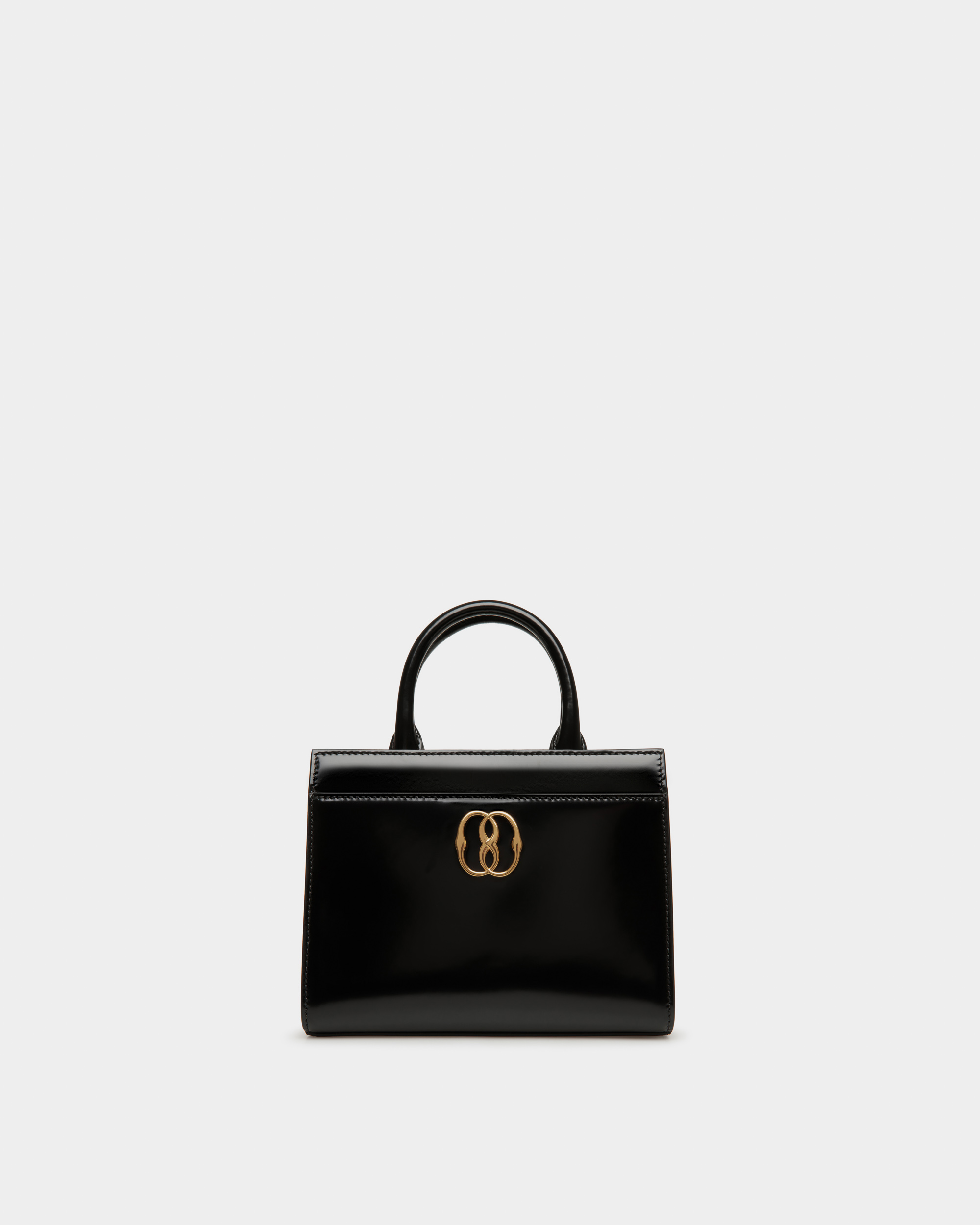 Emblem Small Tote Bag In Black Brushed Leather