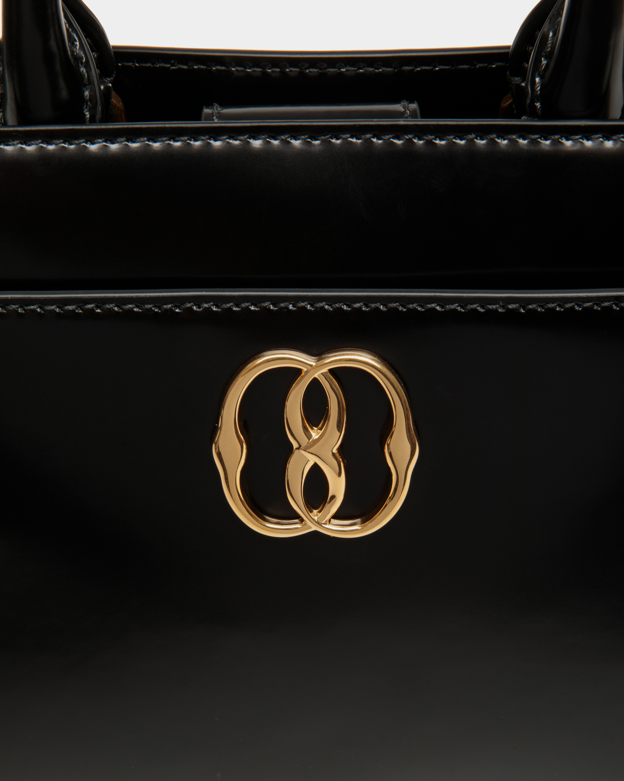 Emblem Small Tote Bag In Black Brushed Leather