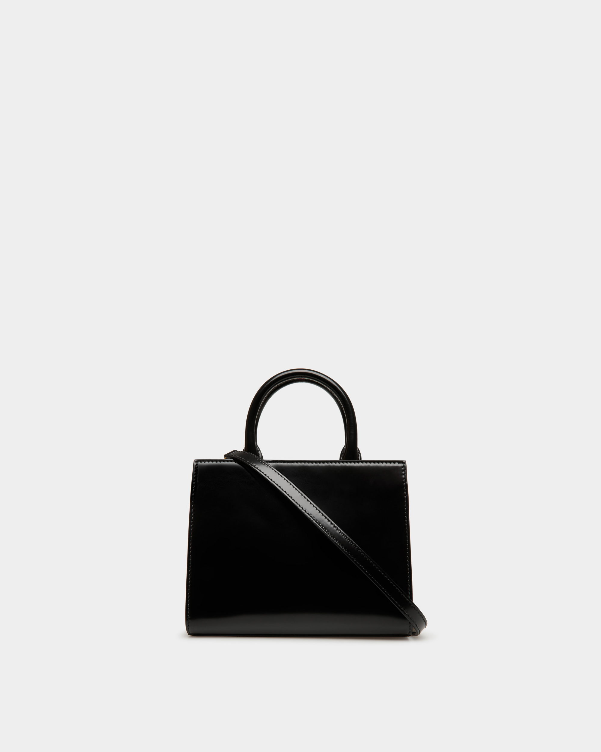 Emblem Small Tote Bag In Black Brushed Leather