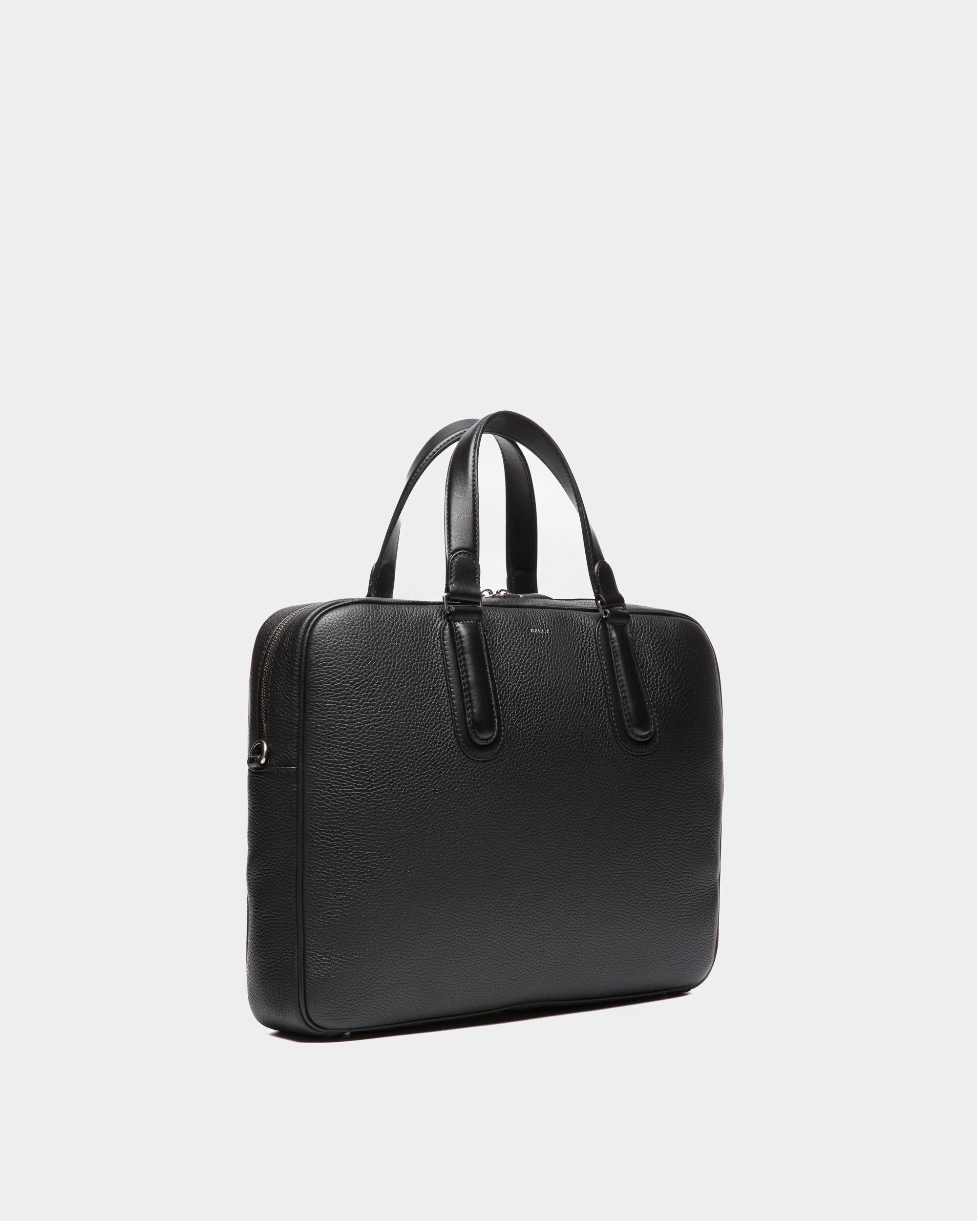 Spin Briefcase In Black Grained Leather