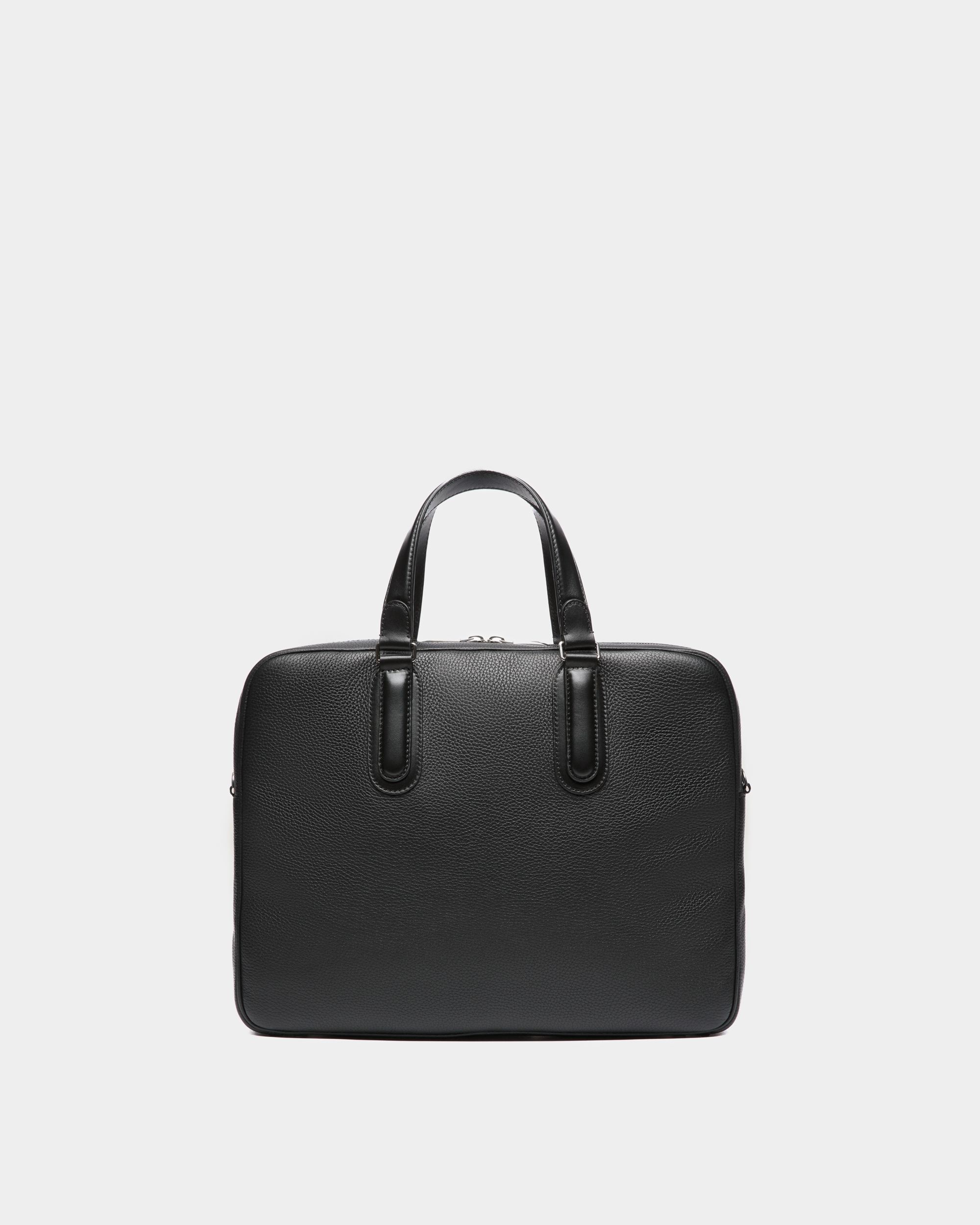 Spin Briefcase In Black Grained Leather