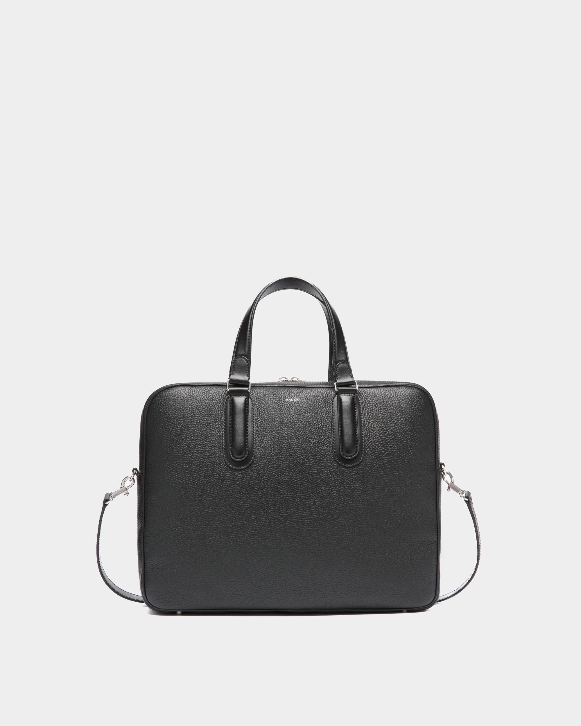 Spin Briefcase In Black Grained Leather