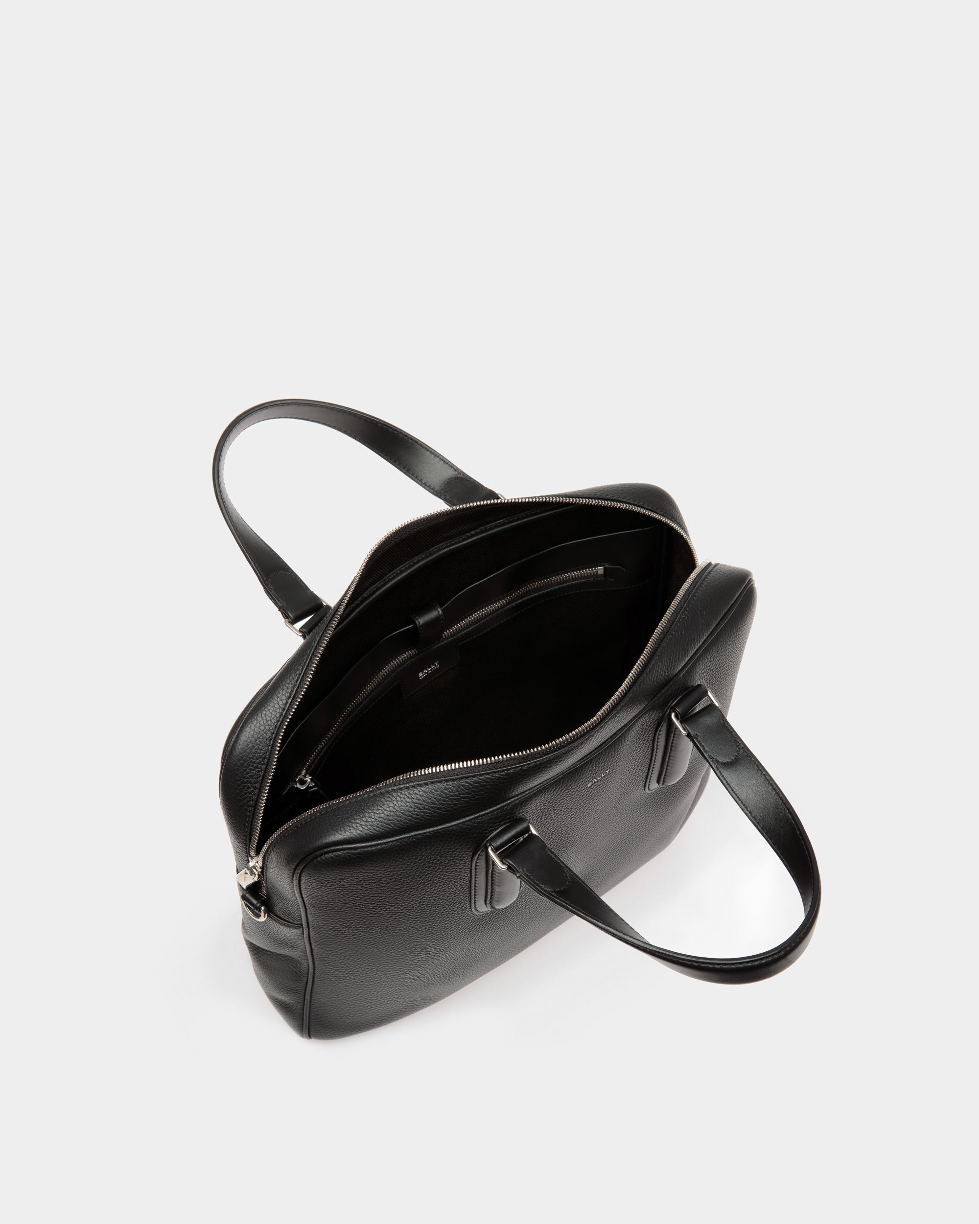 Spin Briefcase In Black Grained Leather