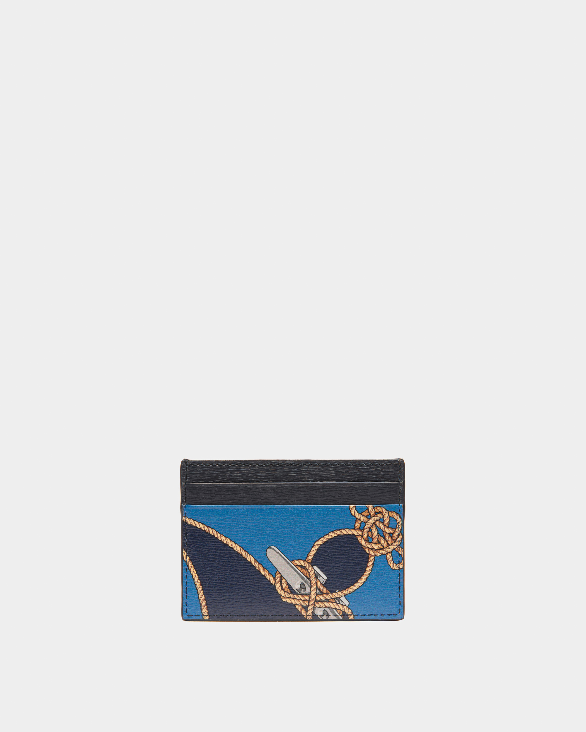 Crossing Card Holder in Blue Leather