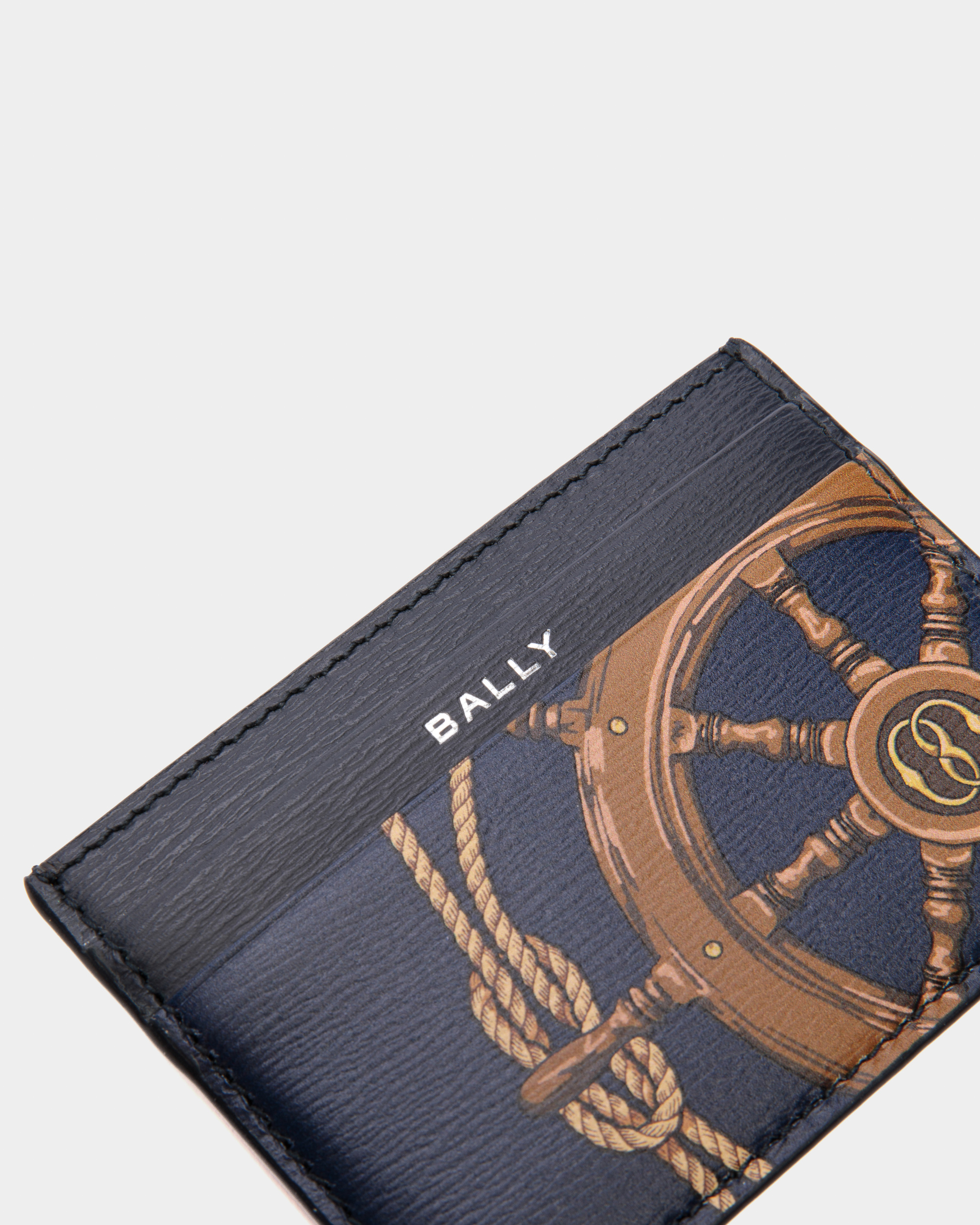 Crossing Card Holder in Blue Leather