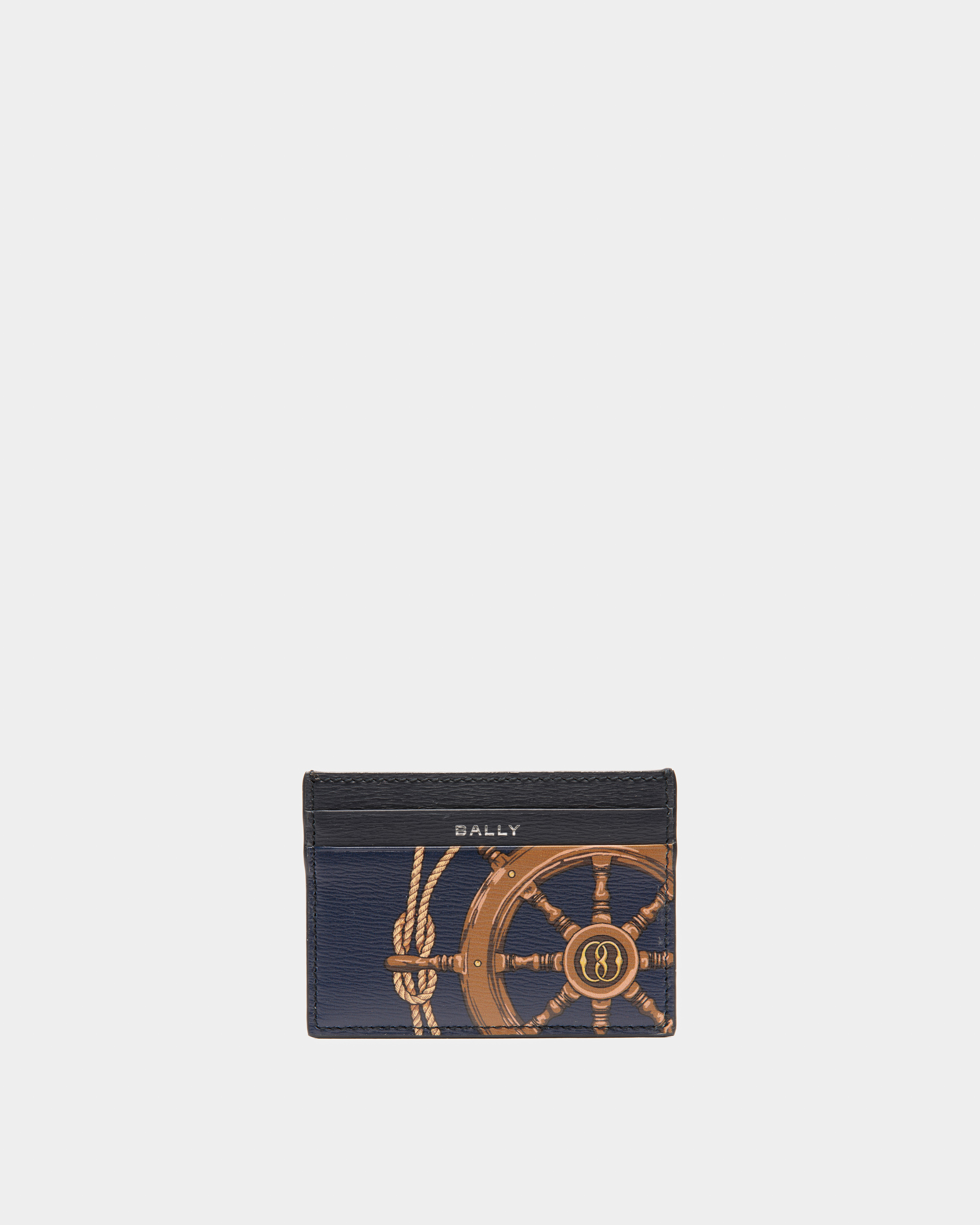 Crossing Card Holder in Blue Leather