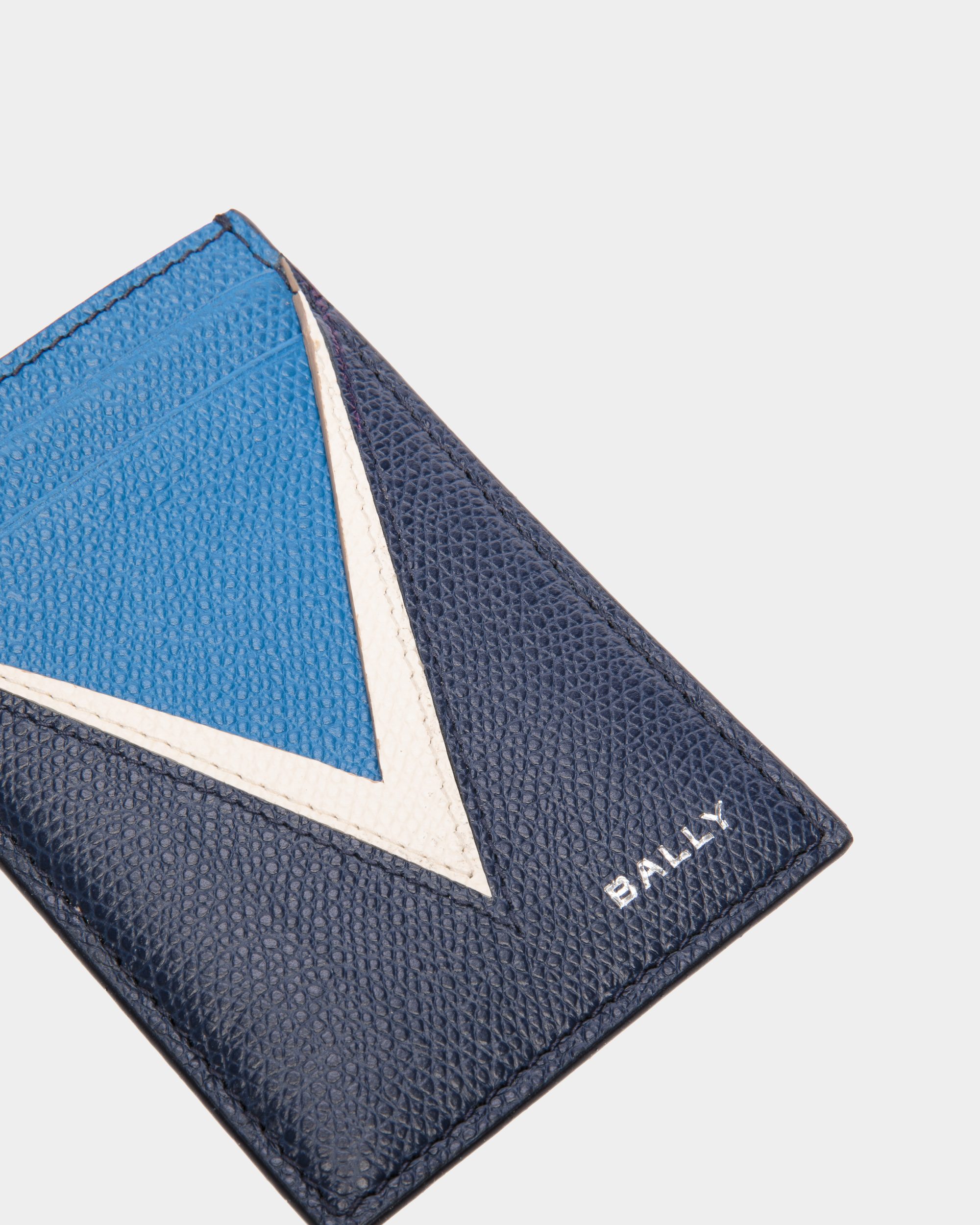 Flag Card Holder in Blue Leather
