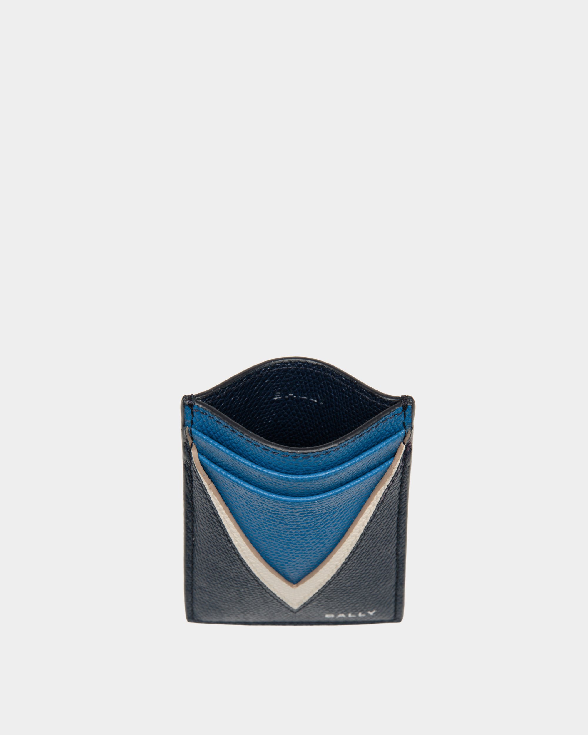 Flag Card Holder in Blue Leather
