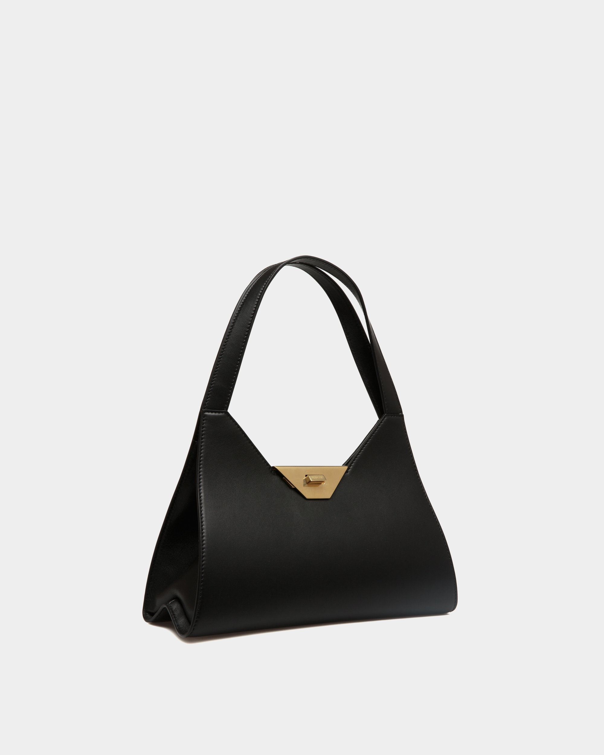 Tilt Shoulder Bag in Black Leather