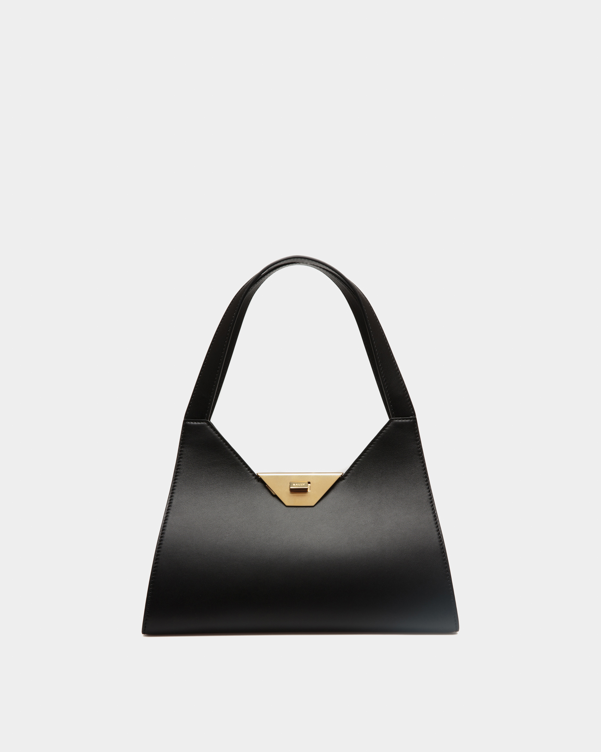 Tilt Shoulder Bag in Black Leather