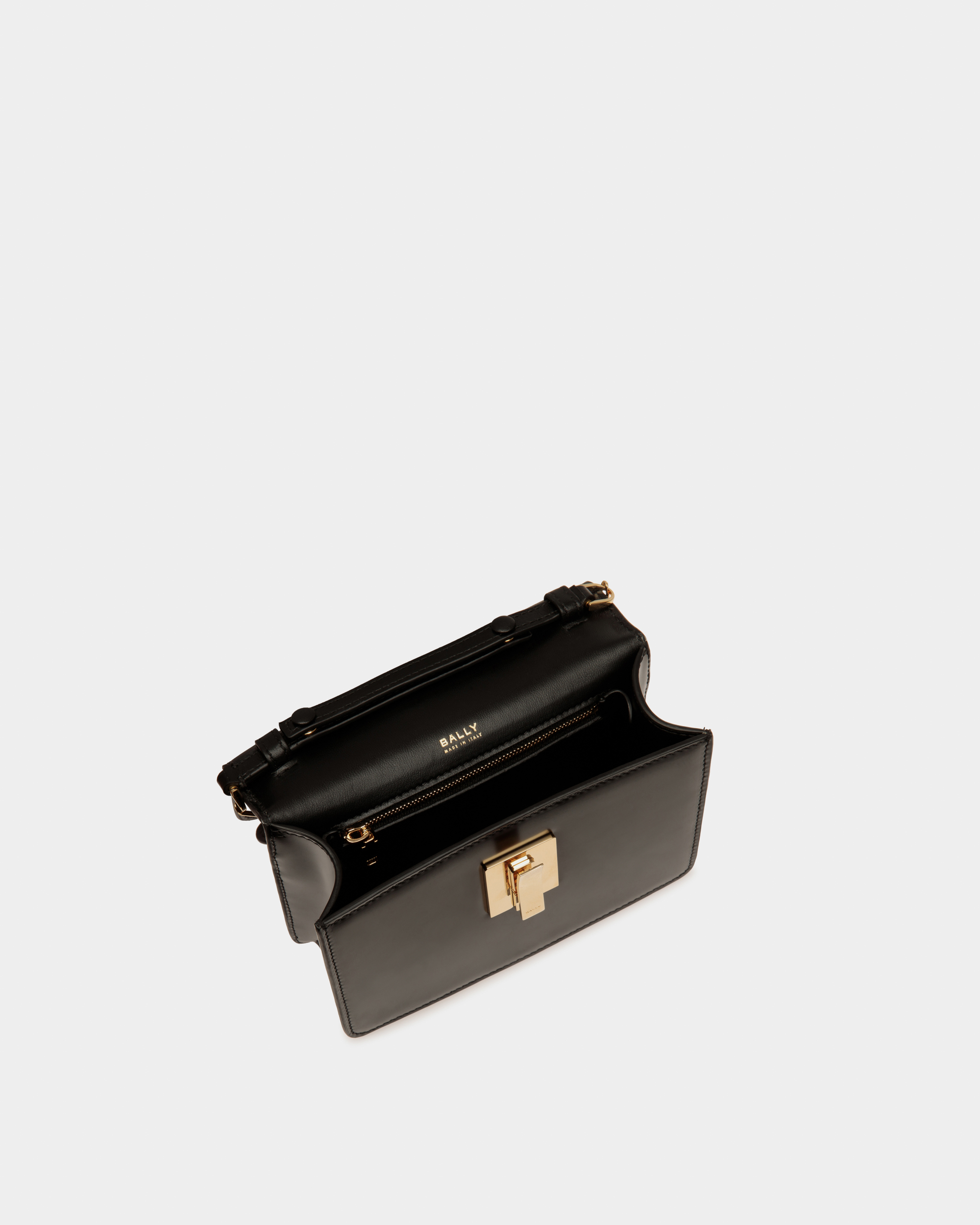 Ollam Mini Top Handle Bag in Black Brushed Leather