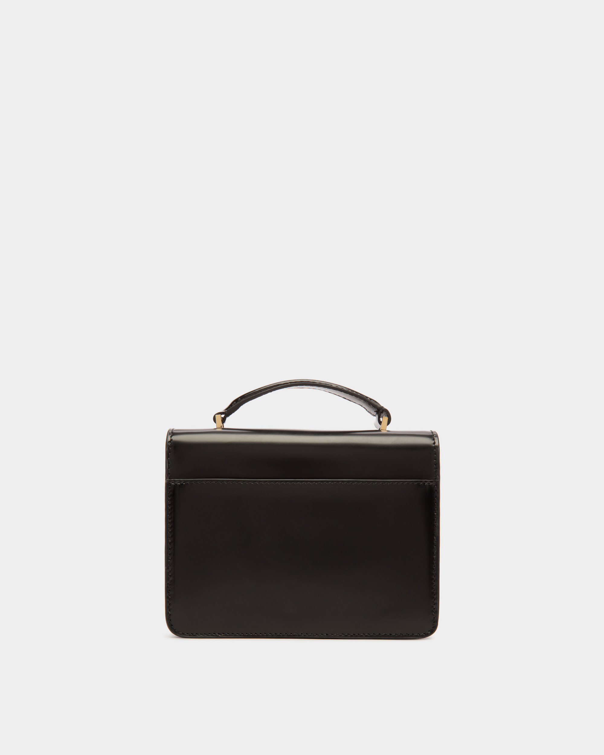 Ollam Mini Top Handle Bag in Black Brushed Leather