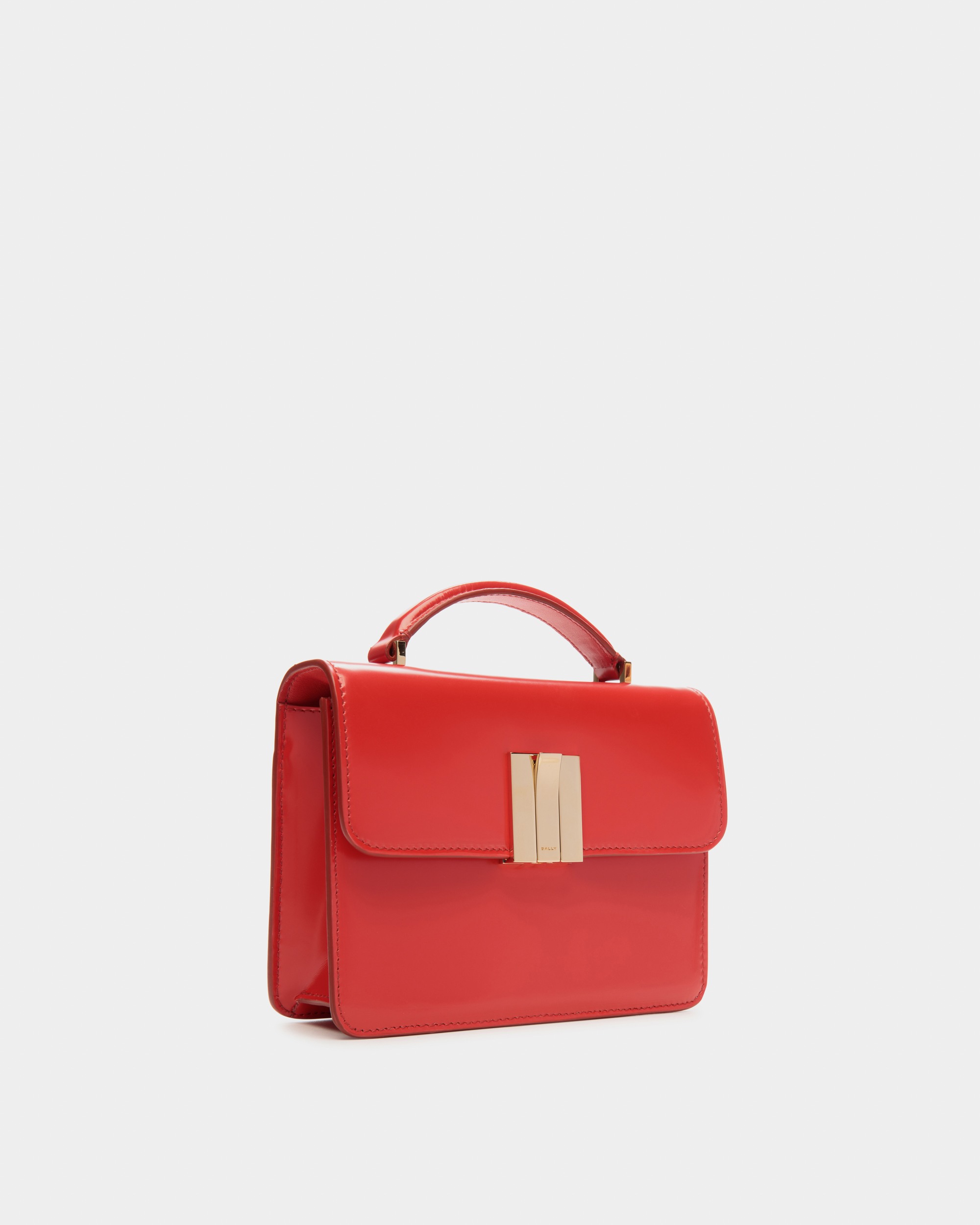 Ollam Mini Top Handle Bag in Candy Red Brushed Leather