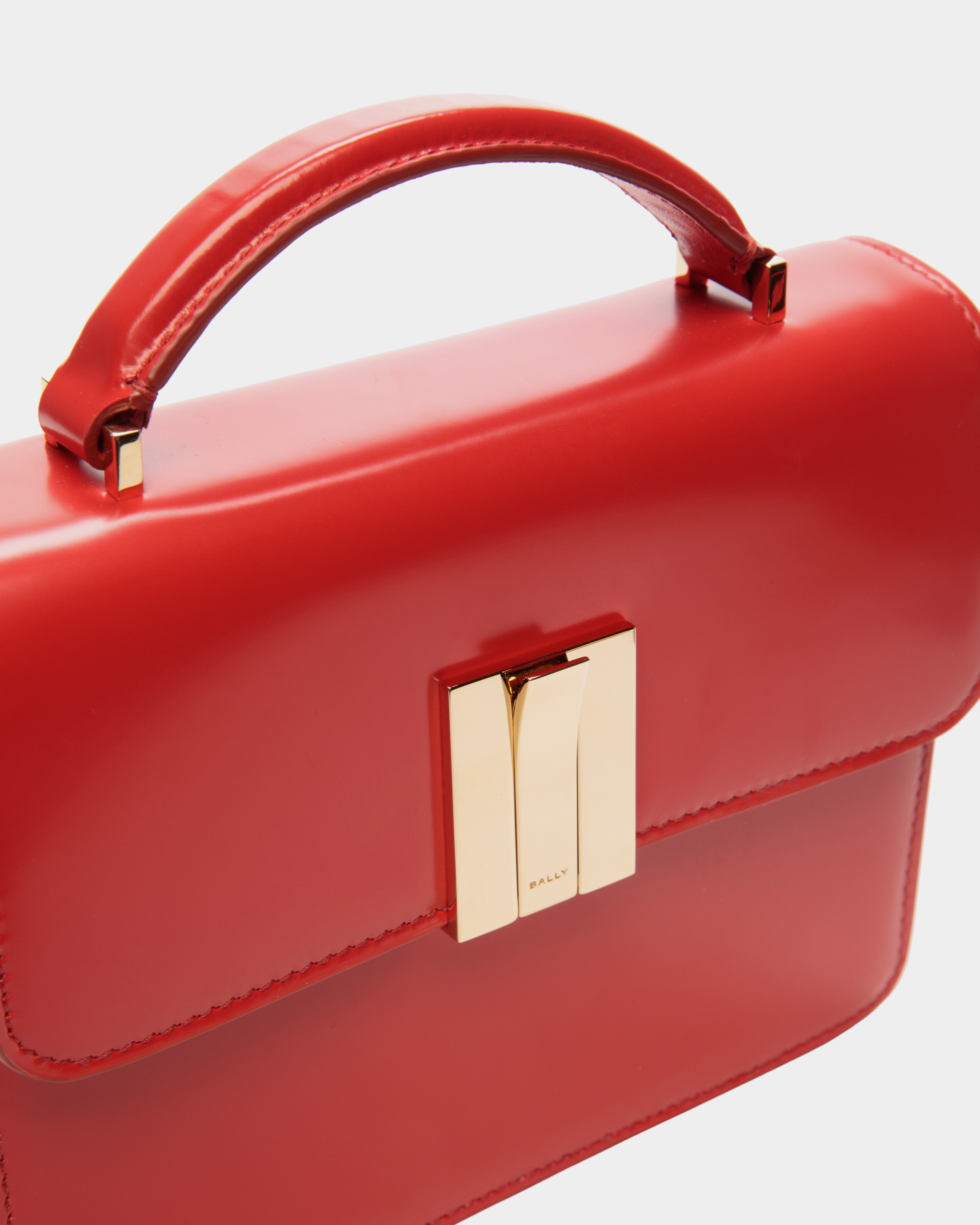 Ollam Mini Top Handle Bag in Candy Red Brushed Leather