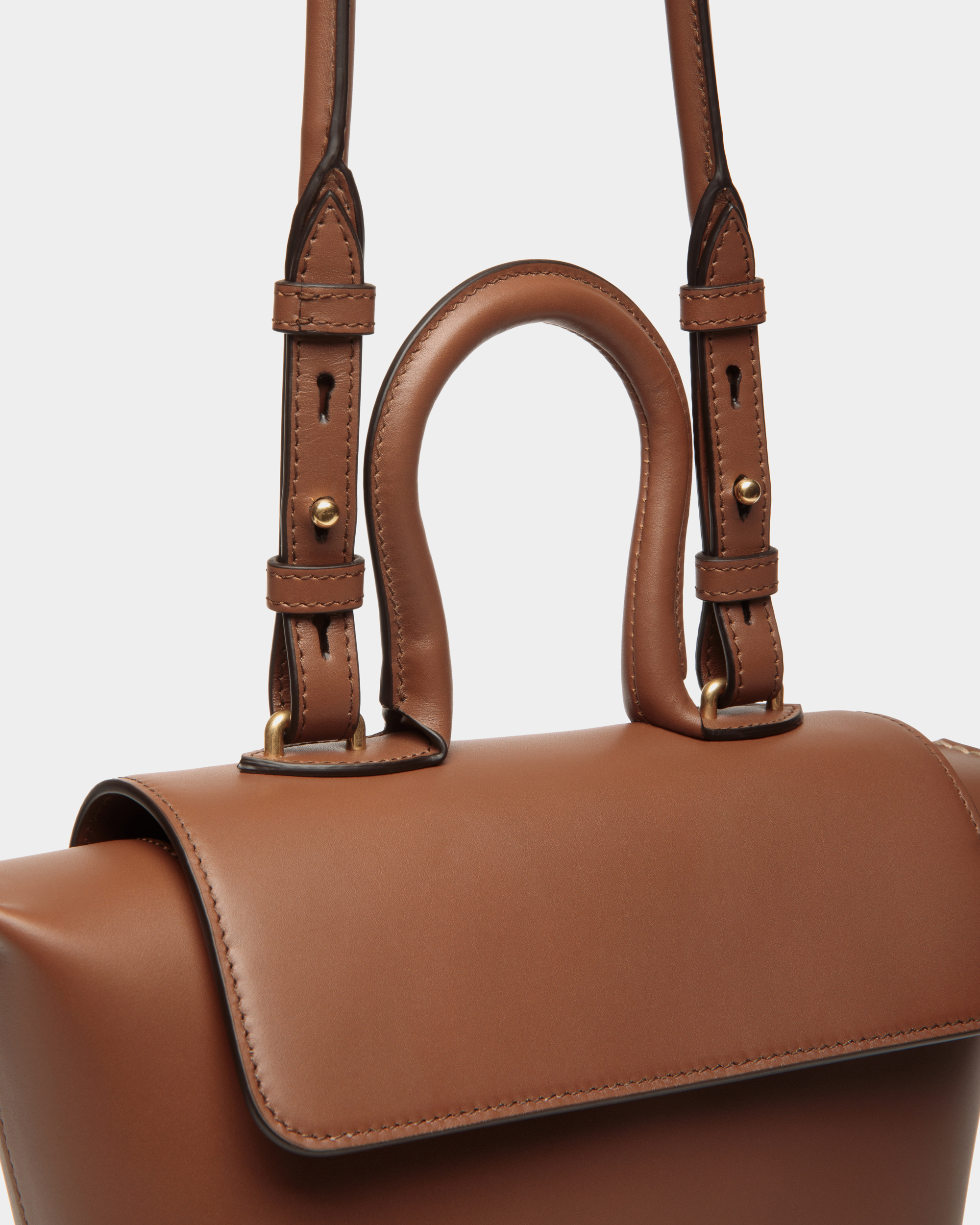 Belle Top Handle Bag in Brown Leather