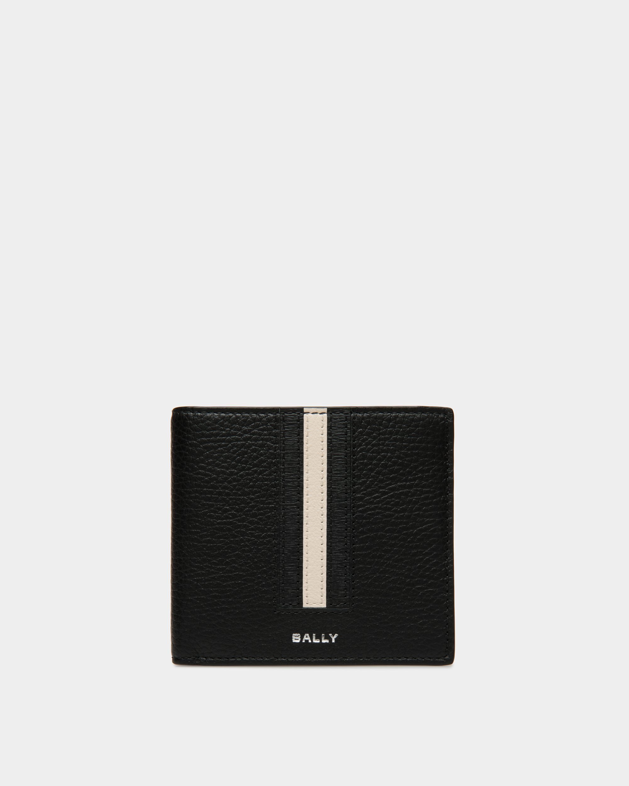 Ribbon Bifold In Black Grained Leather