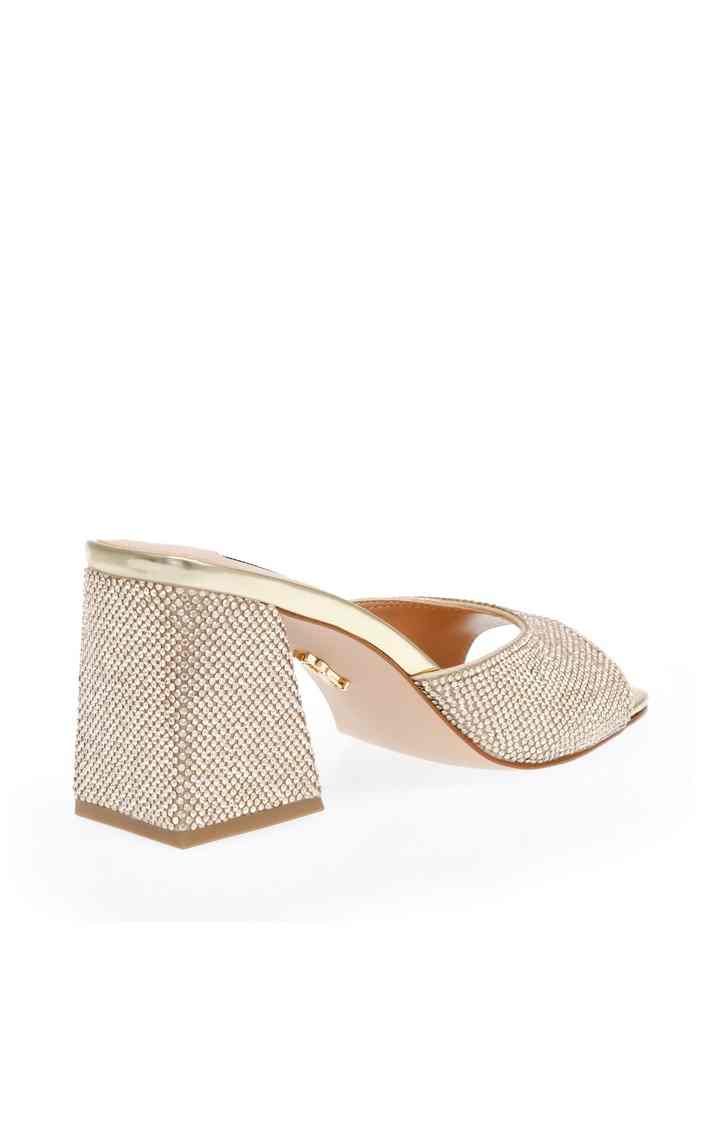 Glowing-R Gold Heel Sandals