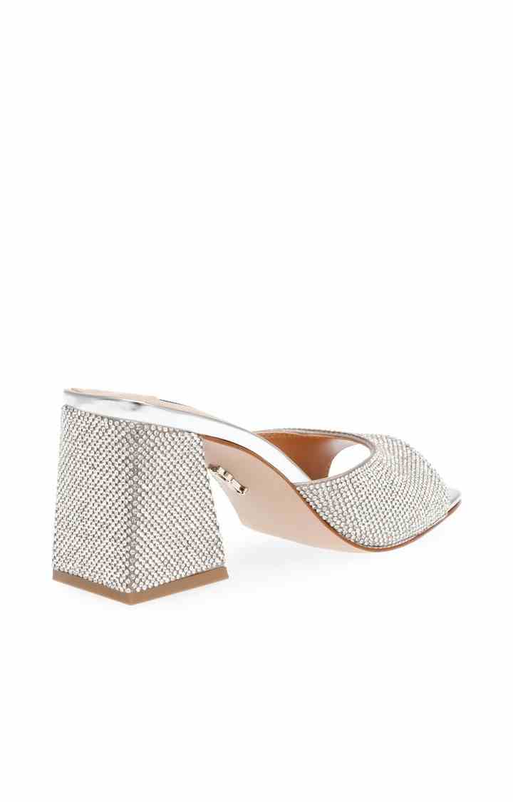 Glowing-R Silver Heel Sandals