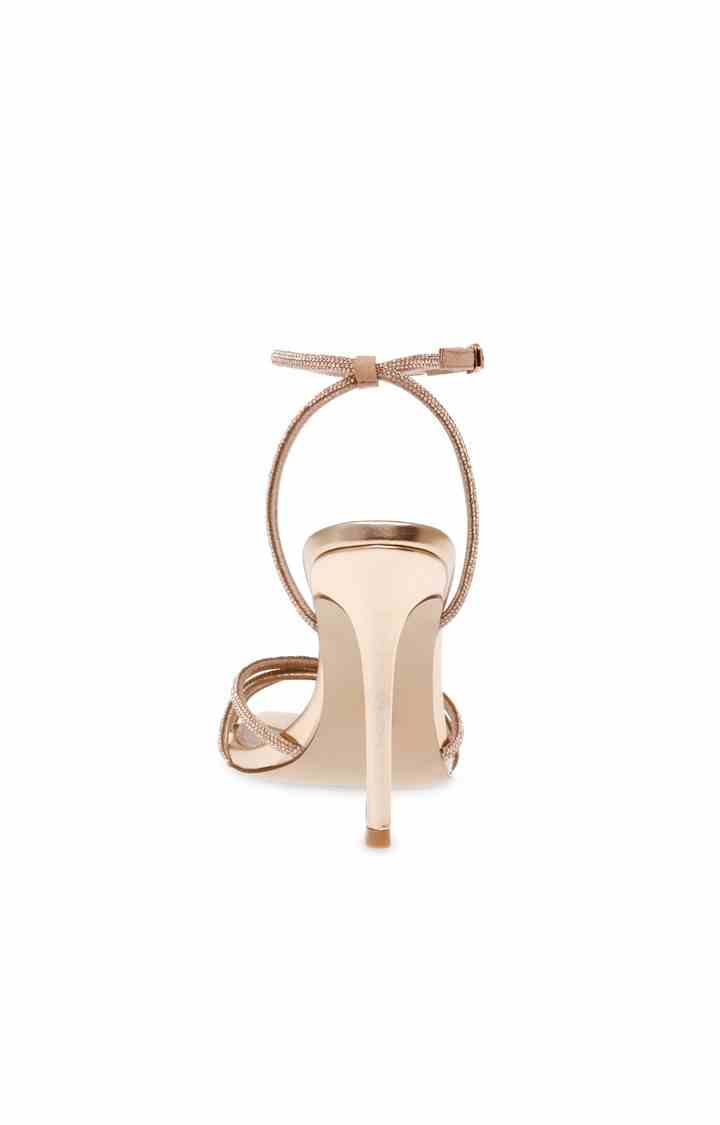 Slayed Rose Gold Heel Sandals