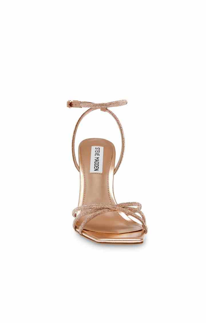 Slayed Rose Gold Heel Sandals