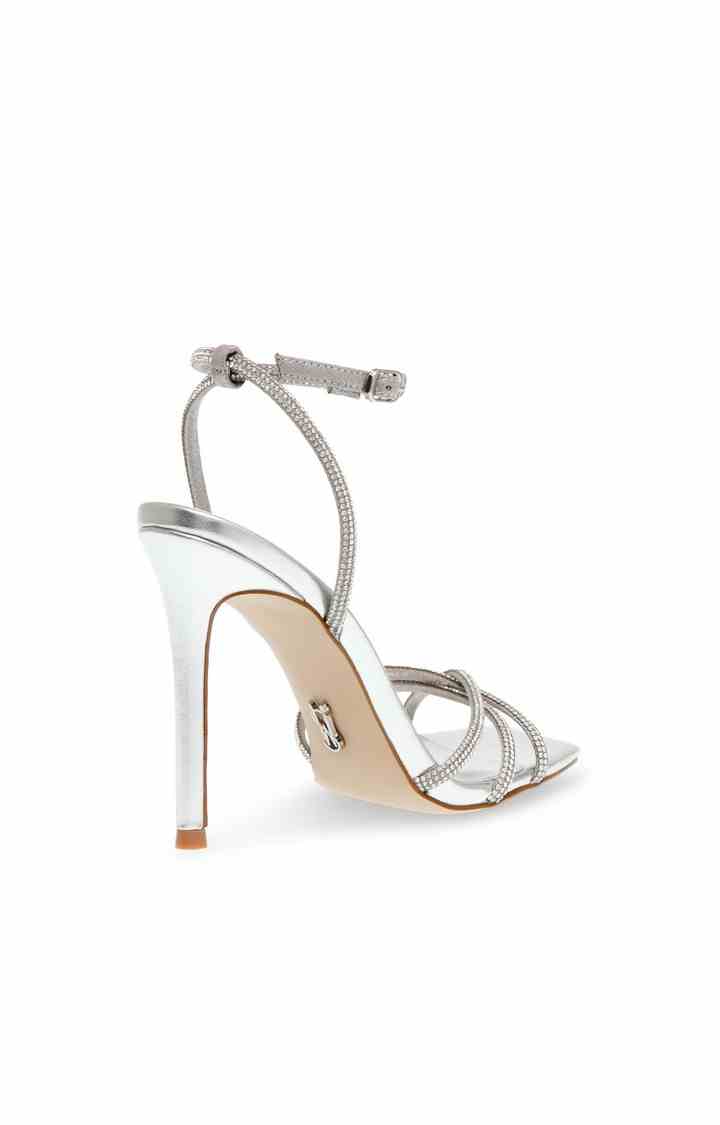 Slayed Silver Heel Sandals