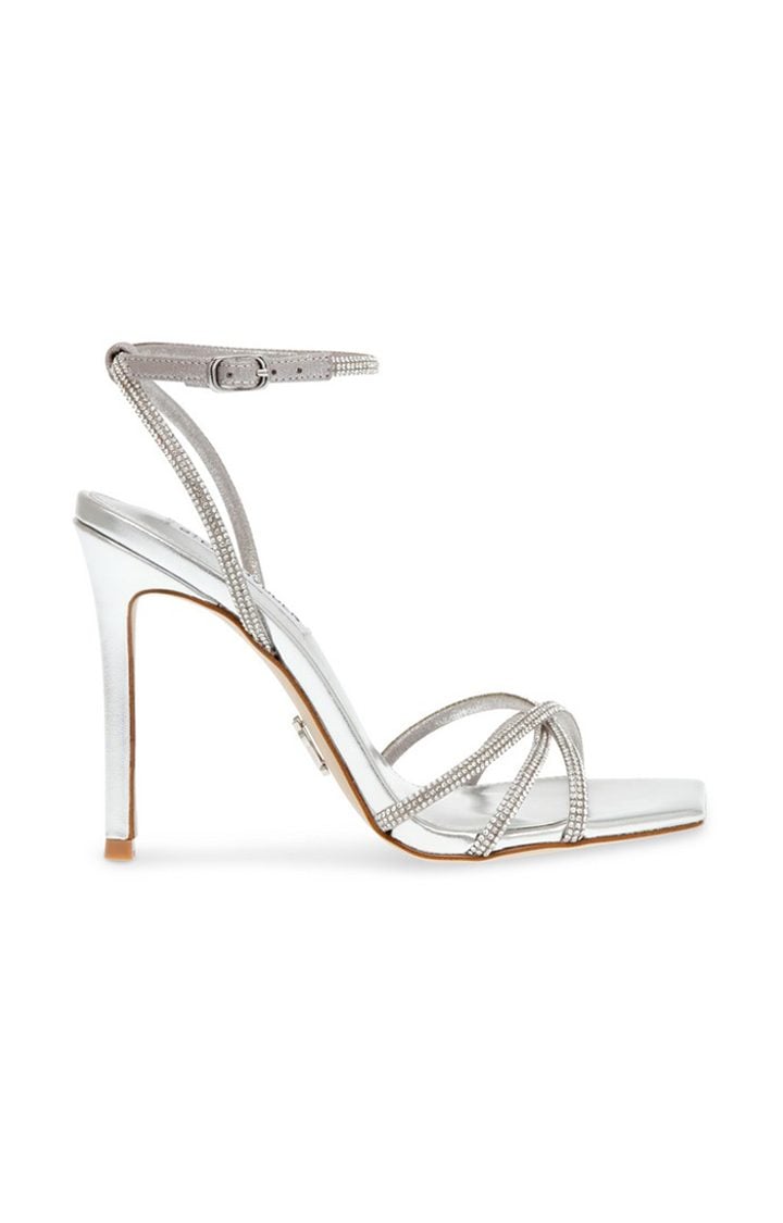 Slayed Silver Heel Sandals