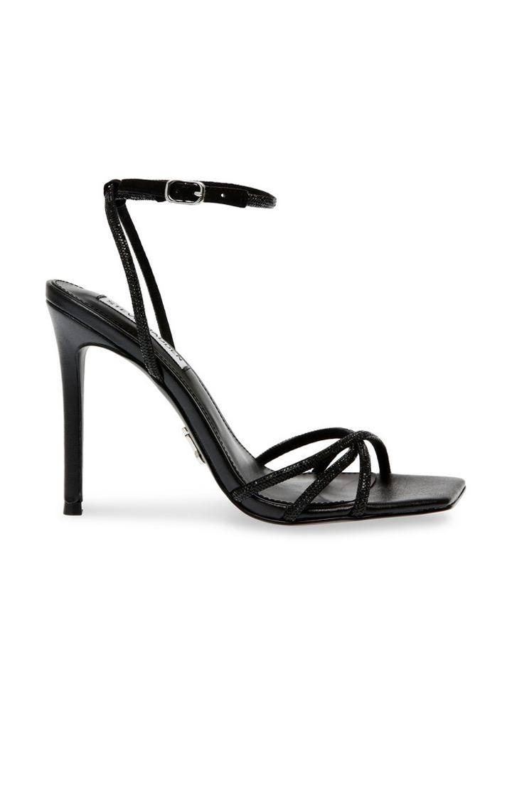 Slayed Black Heel Sandals