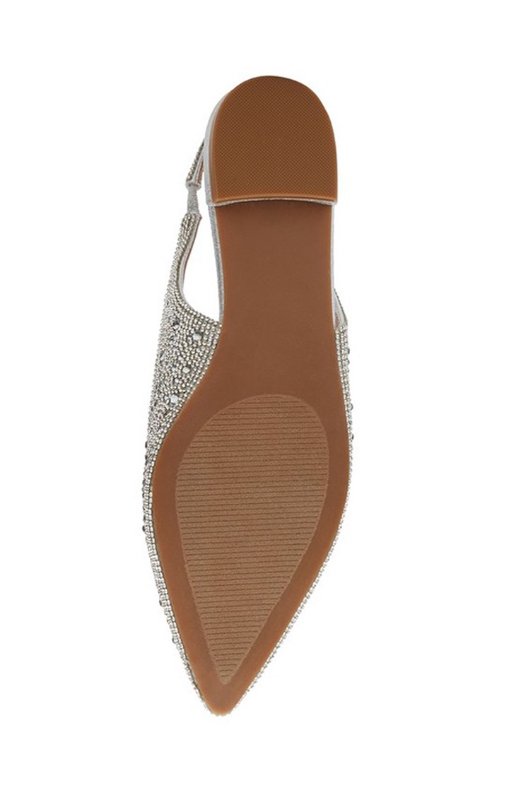 Delaney-R Silver Closed Flats & Ballerinas