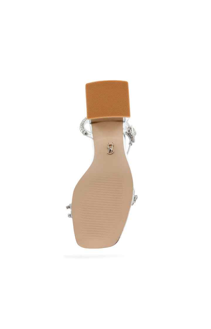 Bejewel Silver Heel Sandals