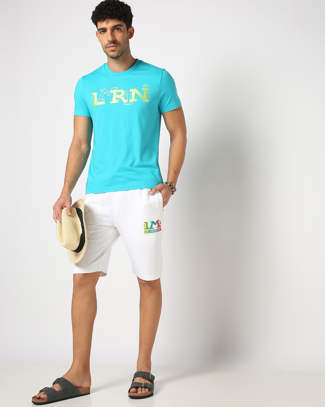 Cotton Regular Fit White Shorts With Textured Embroidery On Side Panel