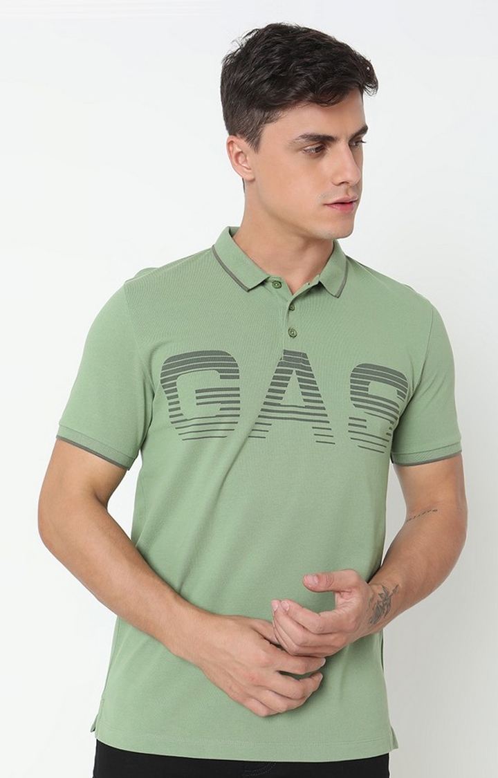 GAS | Regular Fit Printed Polo T-Shirt with Short Sleeve
